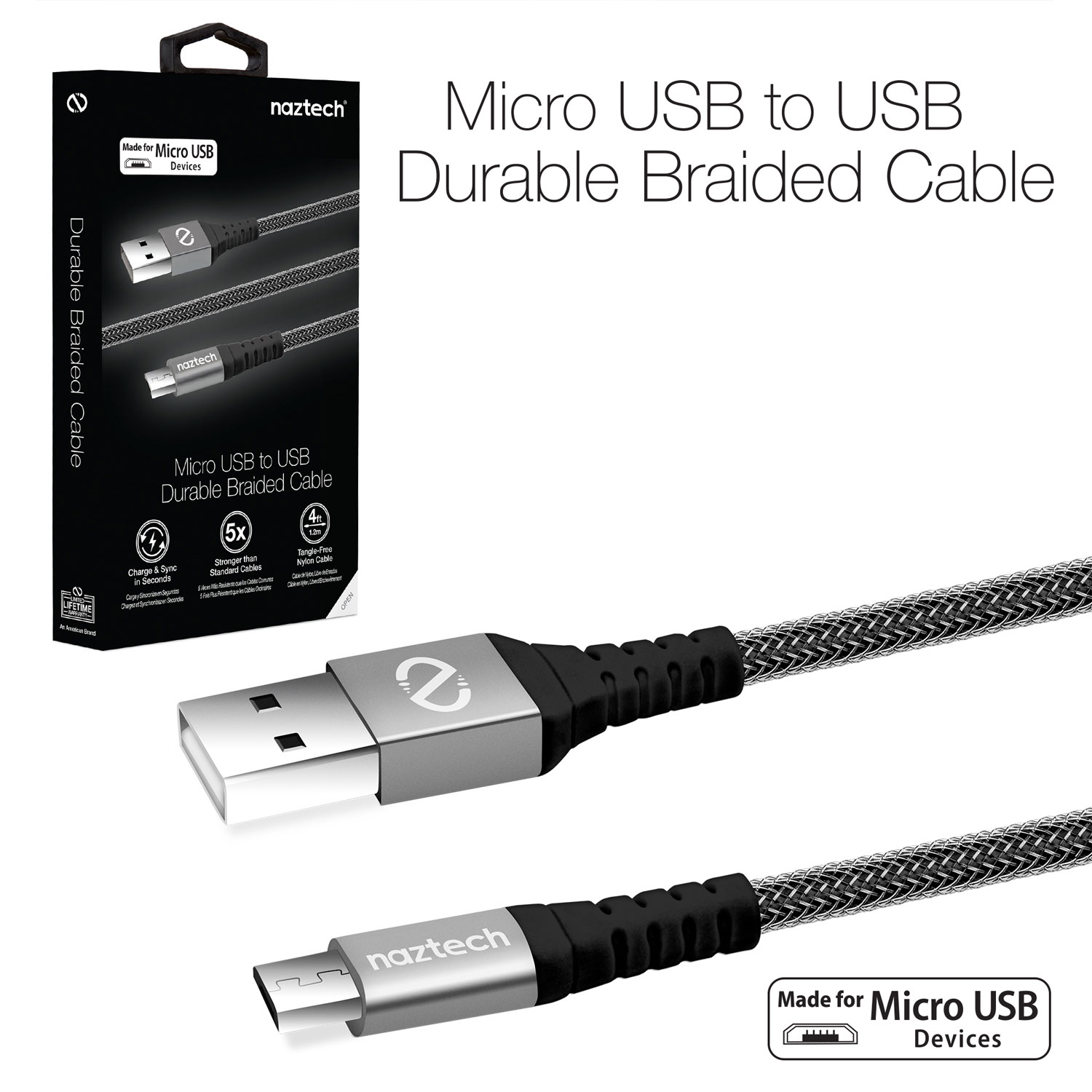 Braided Micro USB Charge & Sync Cable