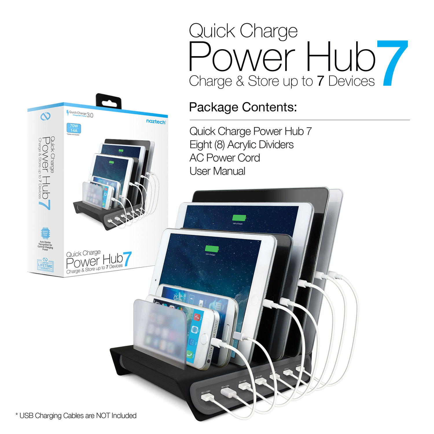 Power Hub 7 QC 3.0 7 Port Charging Dock