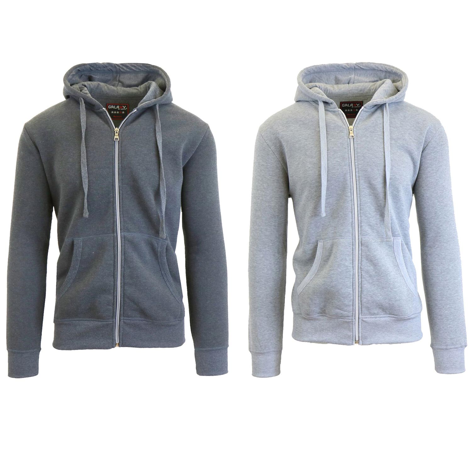 2 Pack Men's Zip-Up Fleece Hoodies