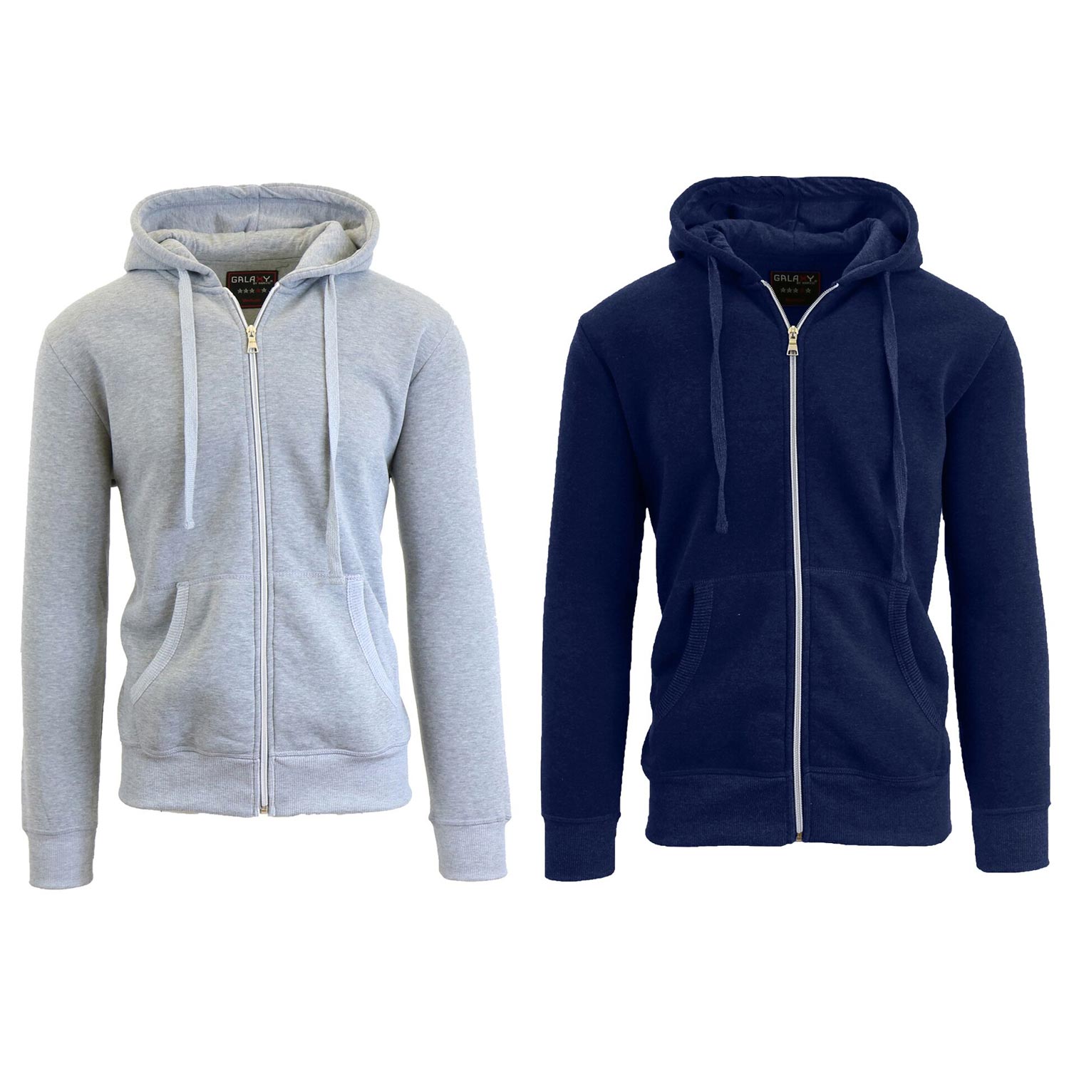 2 Pack Men's Zip-Up Fleece Hoodies