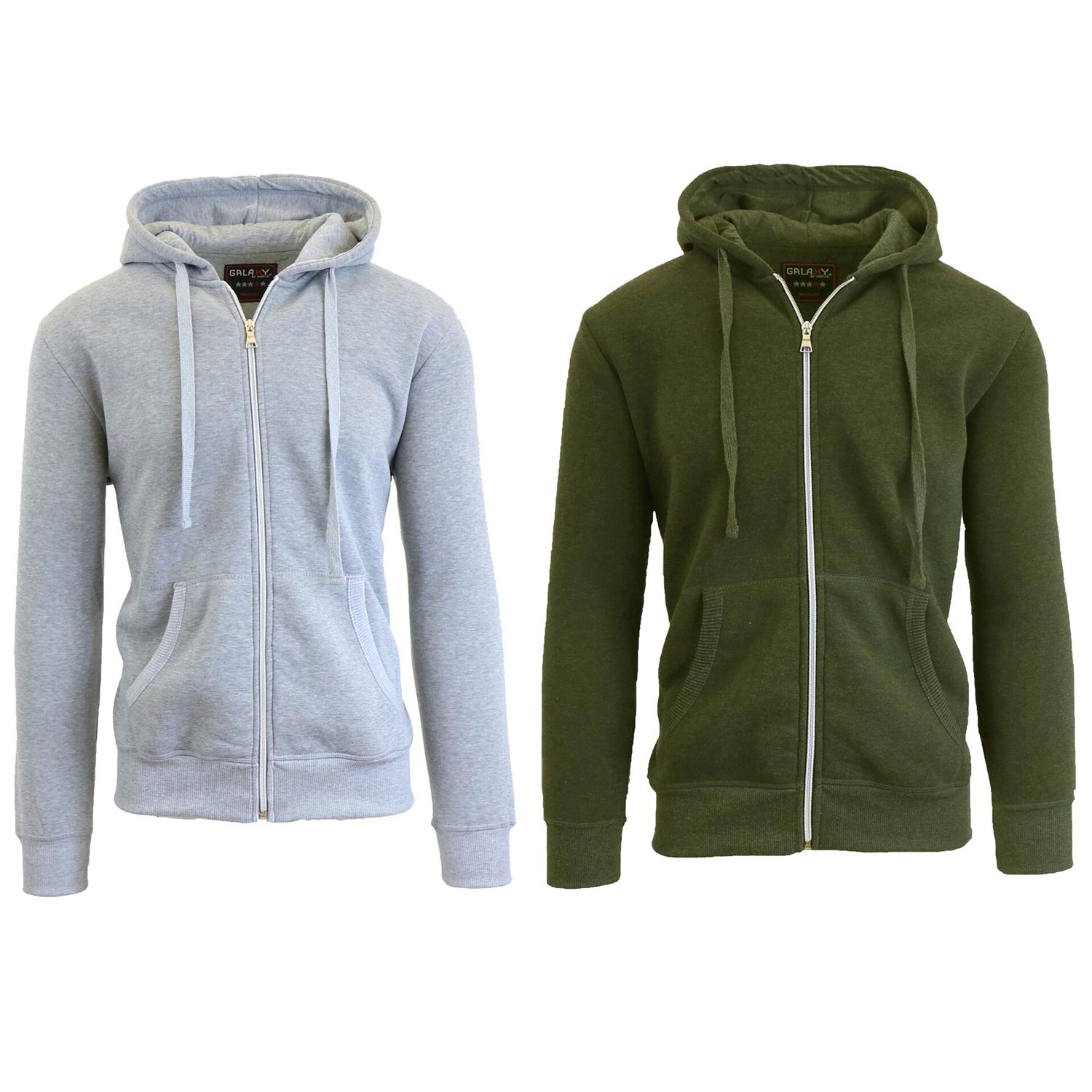 2 Pack Men's Zip-Up Fleece Hoodies