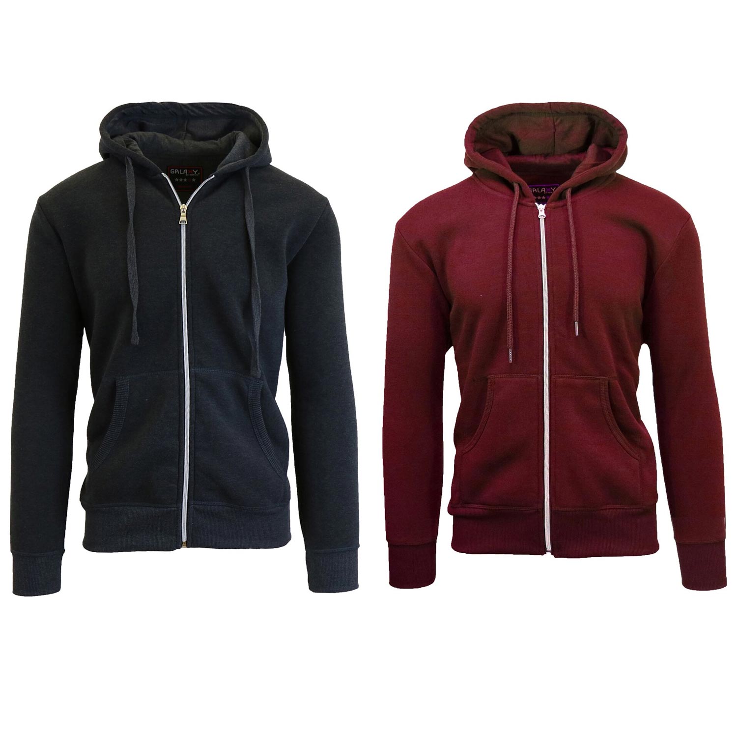 2 Pack Men's Zip-Up Fleece Hoodies