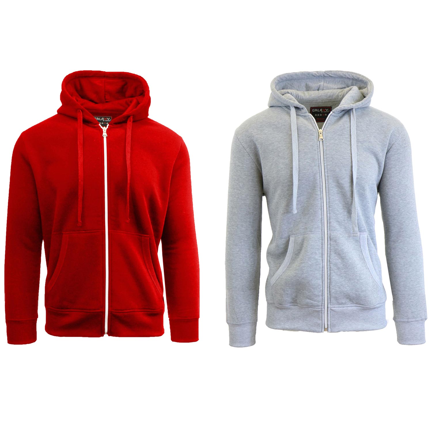 2 Pack Men's Zip-Up Fleece Hoodies