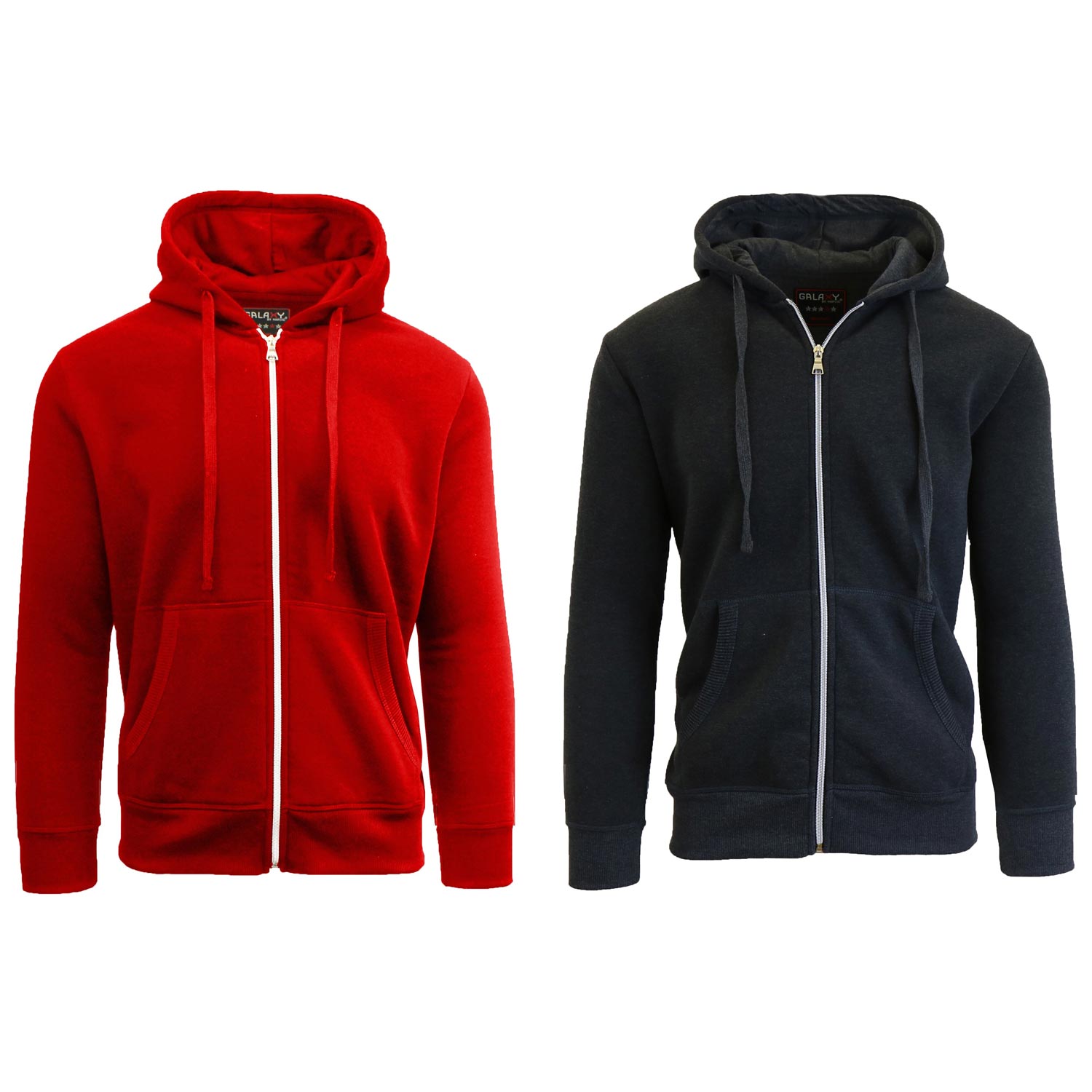 2 Pack Men's Zip-Up Fleece Hoodies