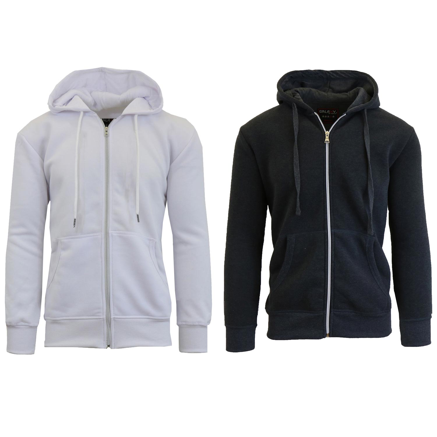 2 Pack Men's Zip-Up Fleece Hoodies