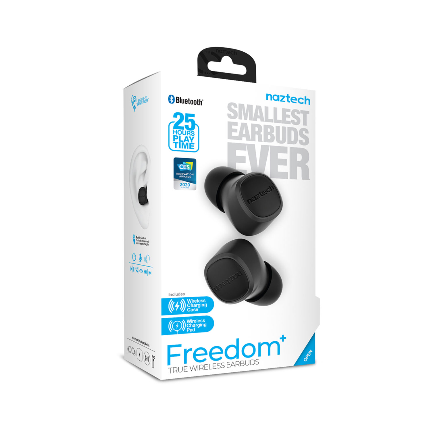 Naztech Freedom+ True Wireless Earbuds With Wireless Charging Case & Pad