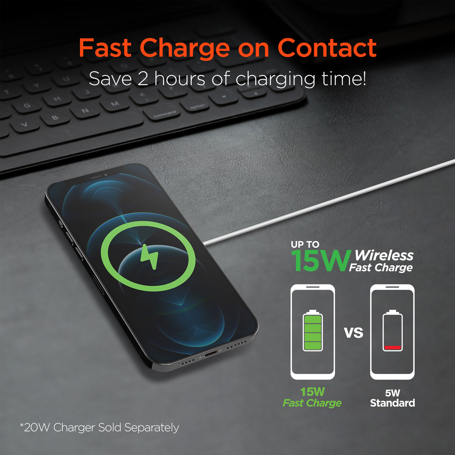 HyperGear Universal Magnetic 15w Wireless Fast Charger For iPhone 12 Series