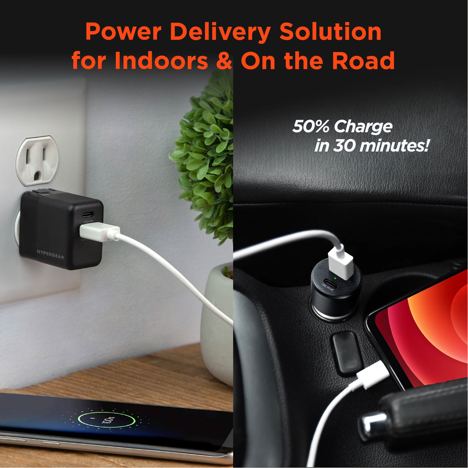 Wall / Car Dual PD20W + 2.4A Chargers Bundle