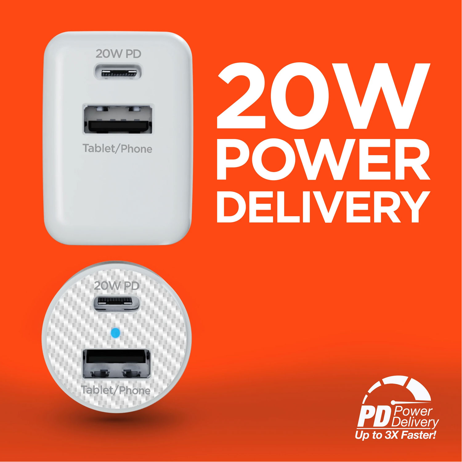 Wall / Car Dual PD20W + 2.4A Chargers Bundle