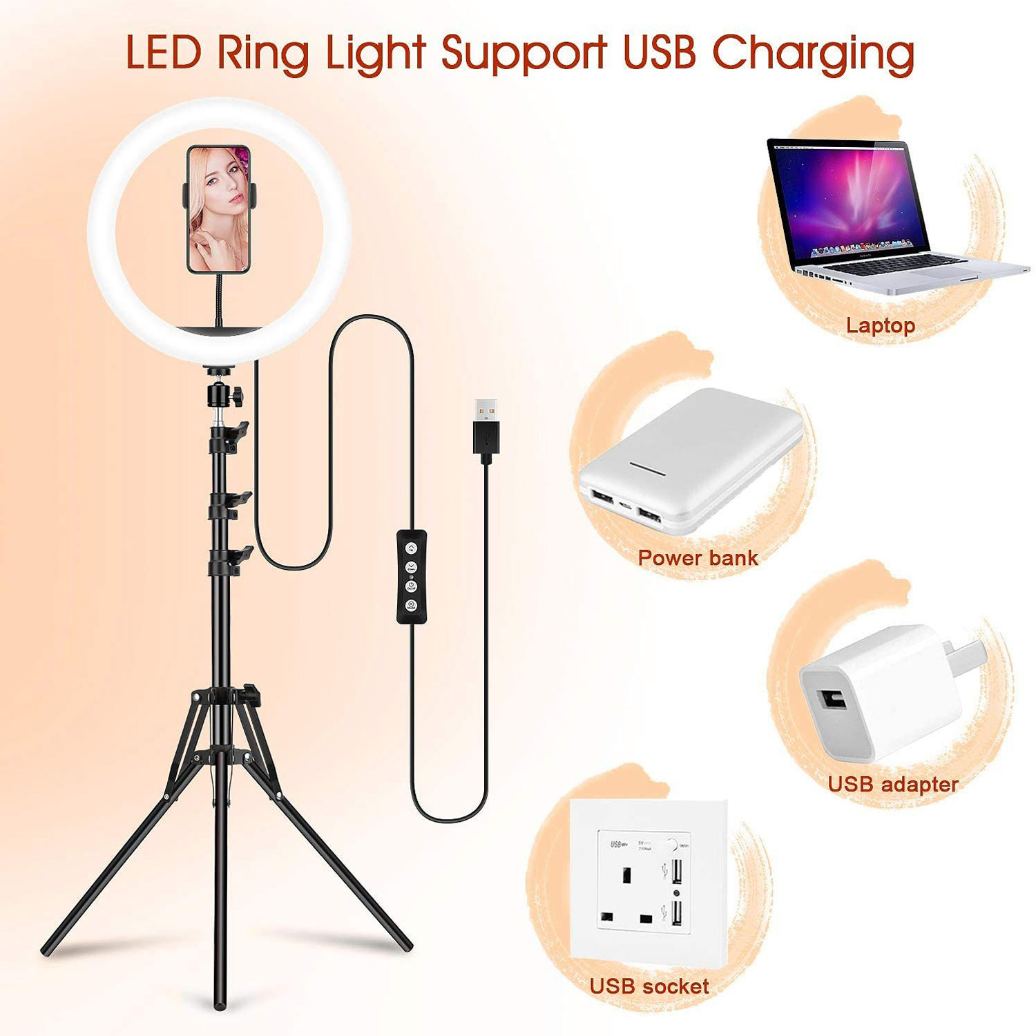Led ring light with tripod stand 12" RGB