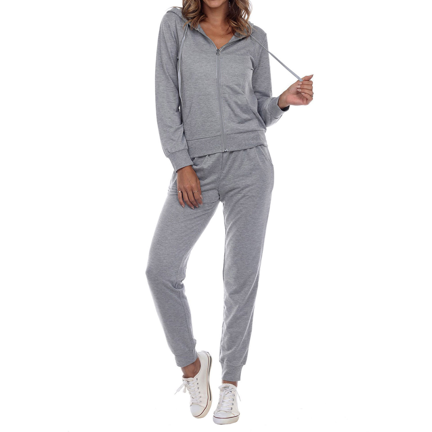 Women's Jersey-Knit Hoodie And Jogger 2-Piece Set