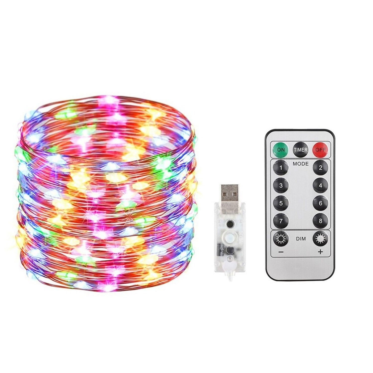 40ft USB Waterproof Remote Control LED Christmas String Lights w/ 8 Modes