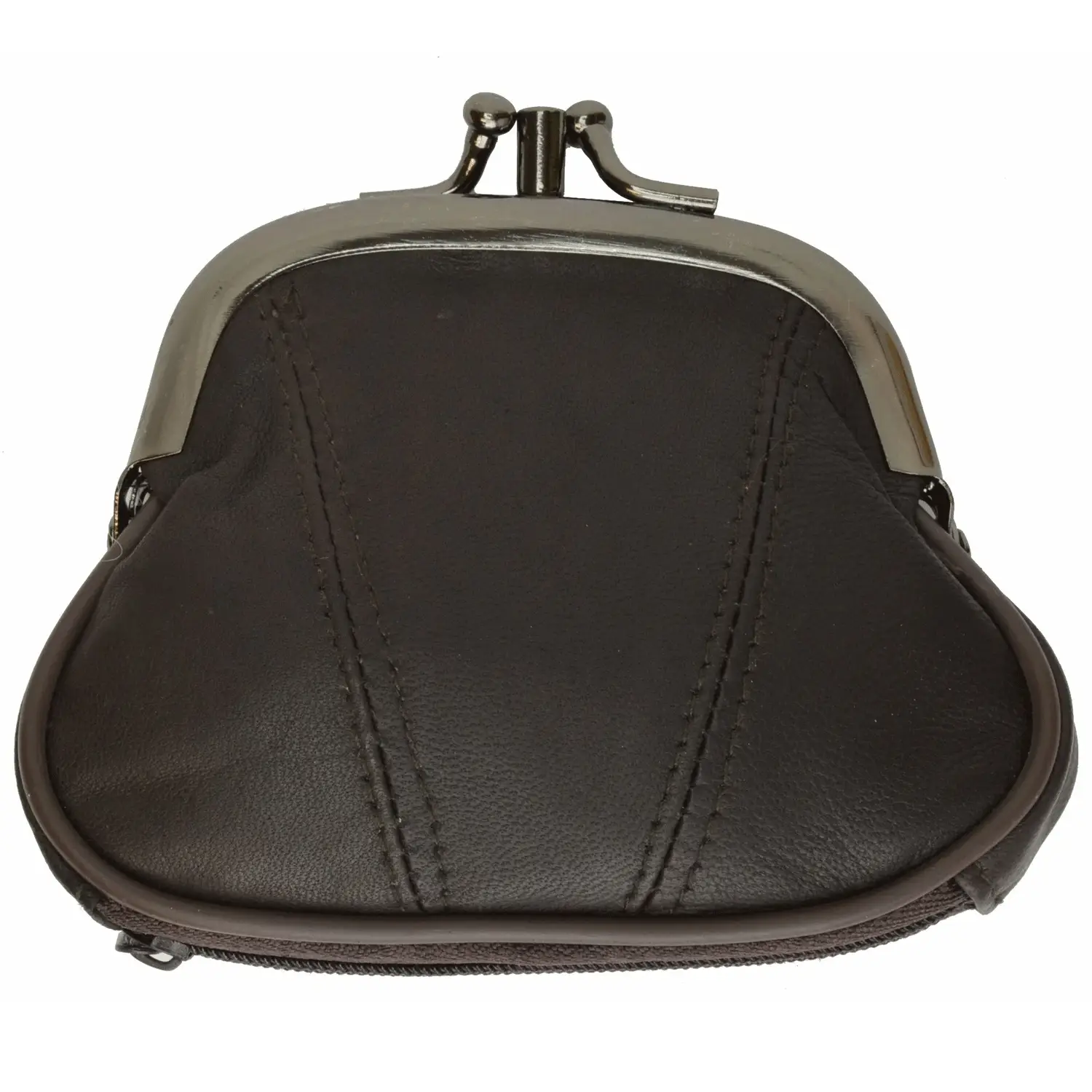 Kiss Lock Leather Coin Purse
