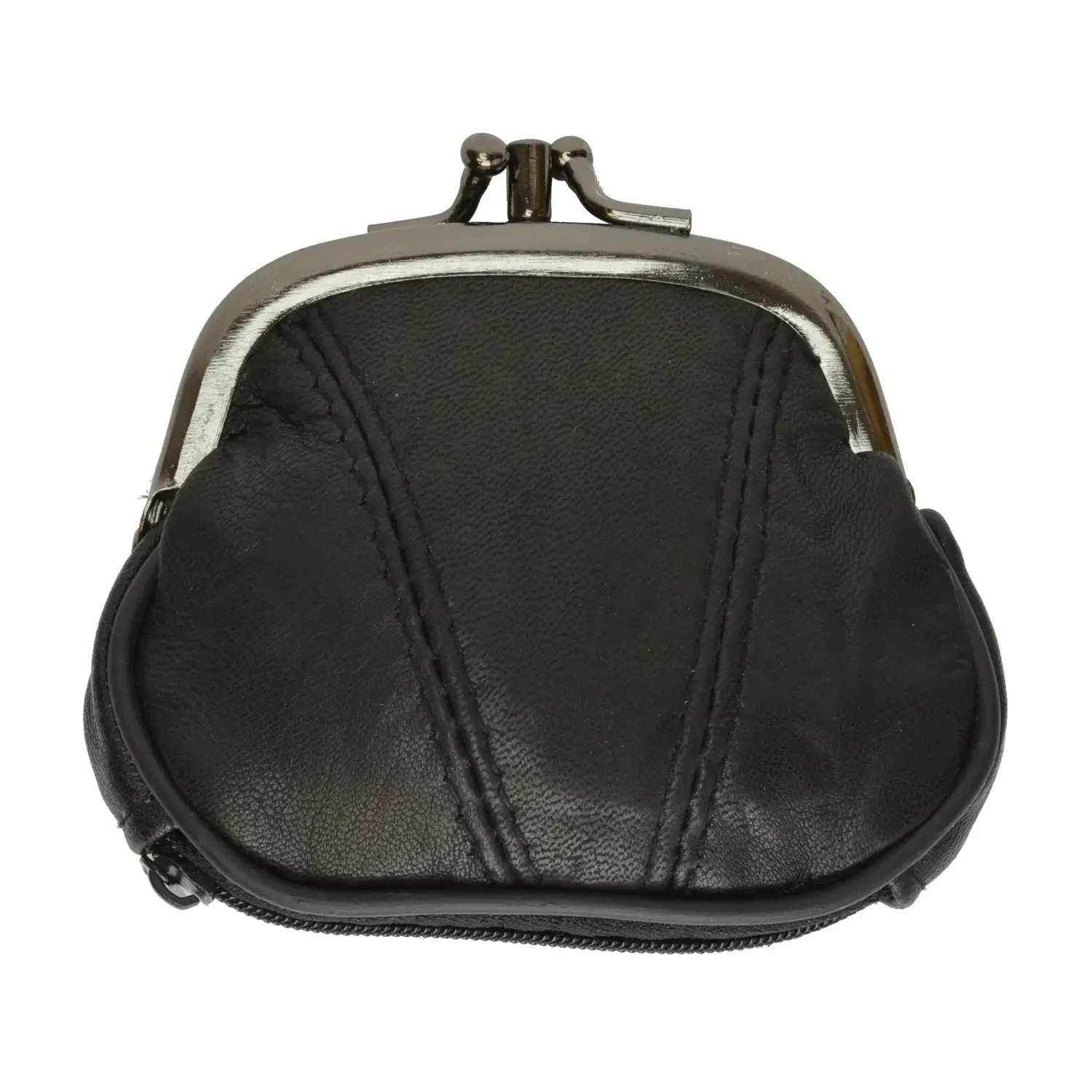 Kiss Lock Leather Coin Purse
