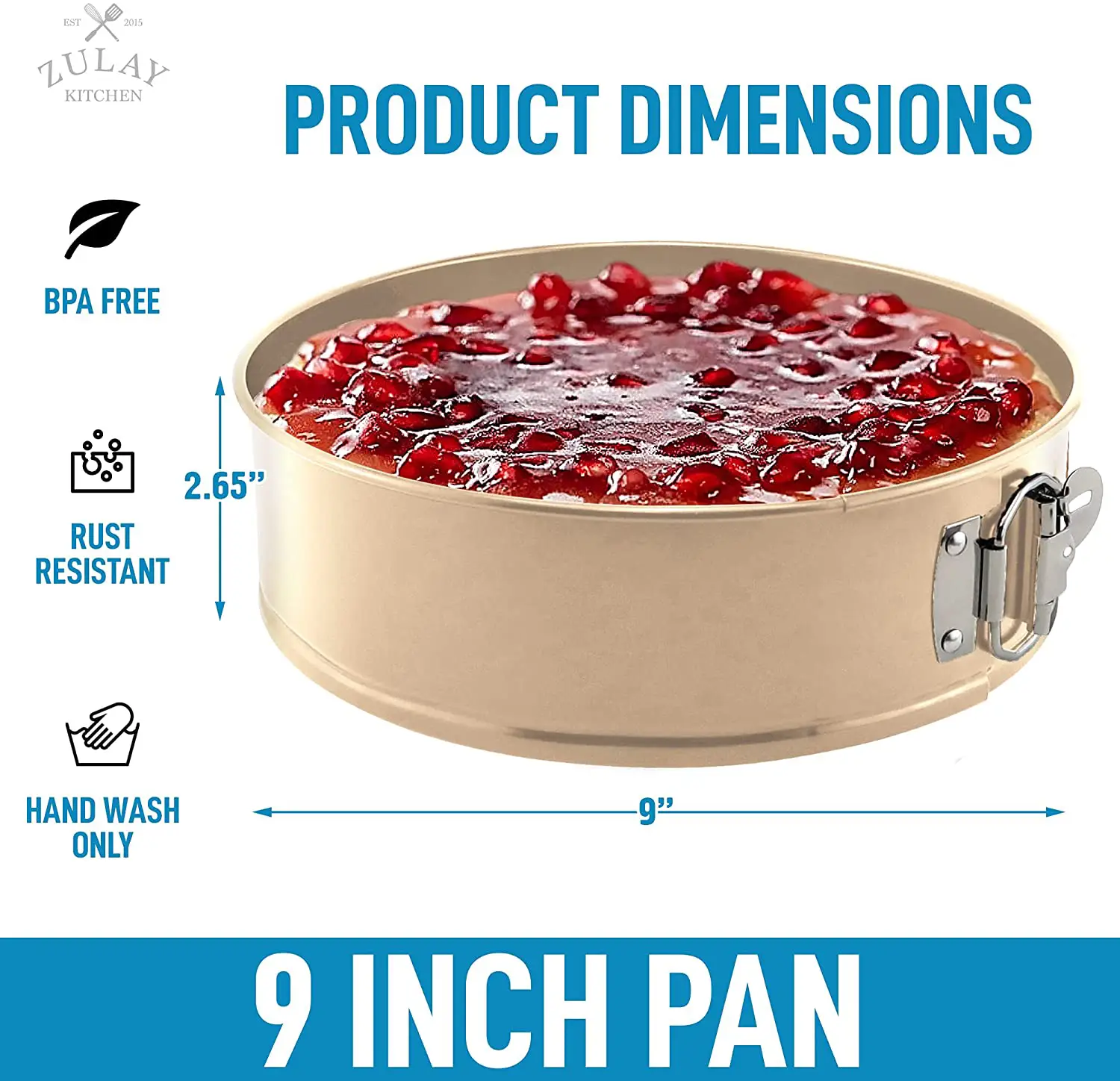 ZK Cheesecake Pan - Springform Pan with Safe Non-Stick Coating - 9 Inch 