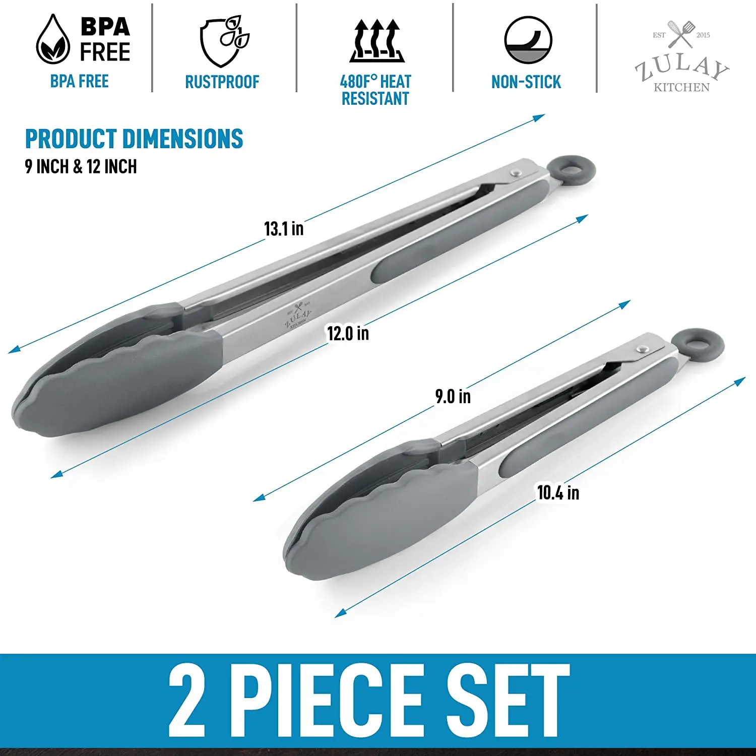 ZK Tongs - Stainless Steel - Set of 2