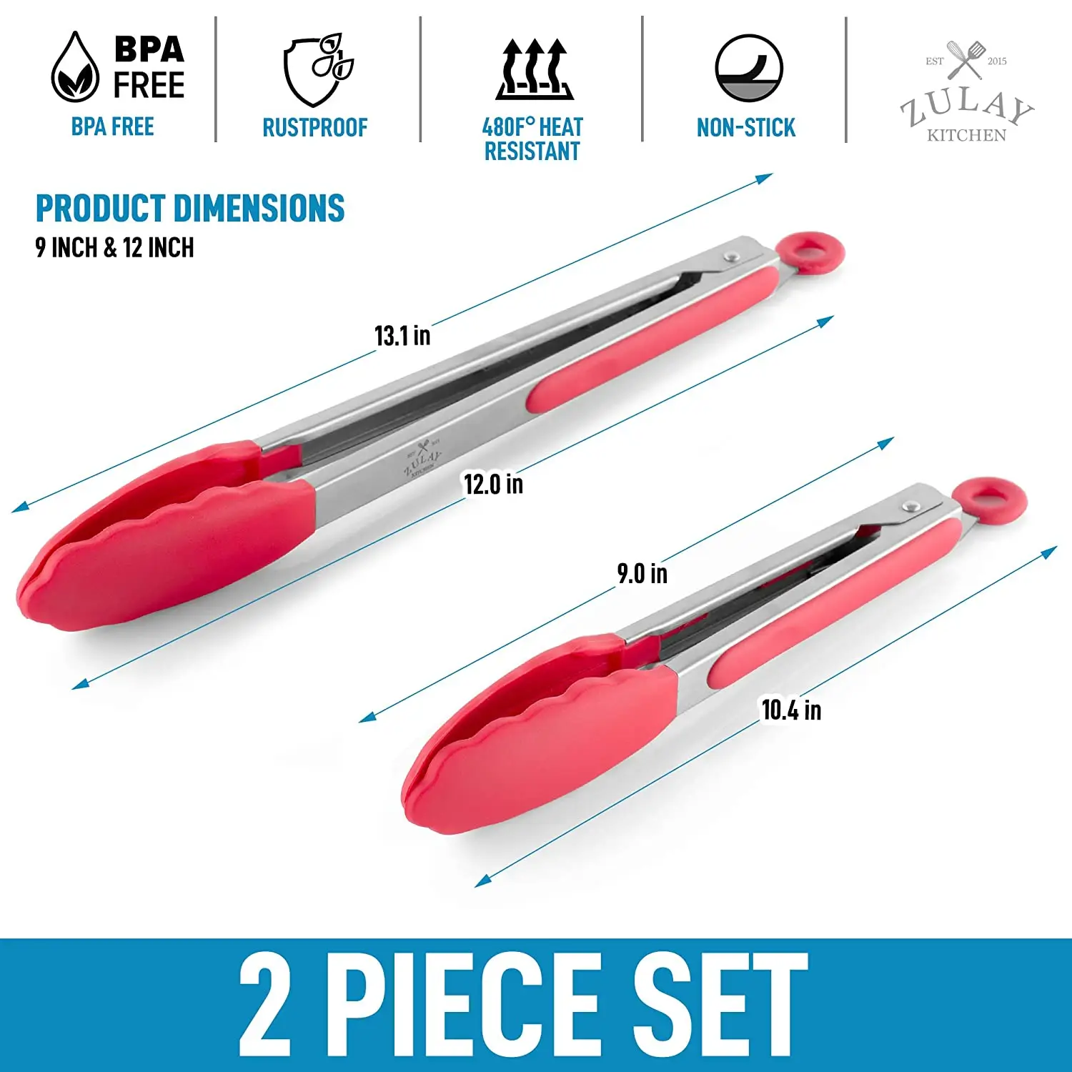 ZK Tongs - Stainless Steel - Set of 2