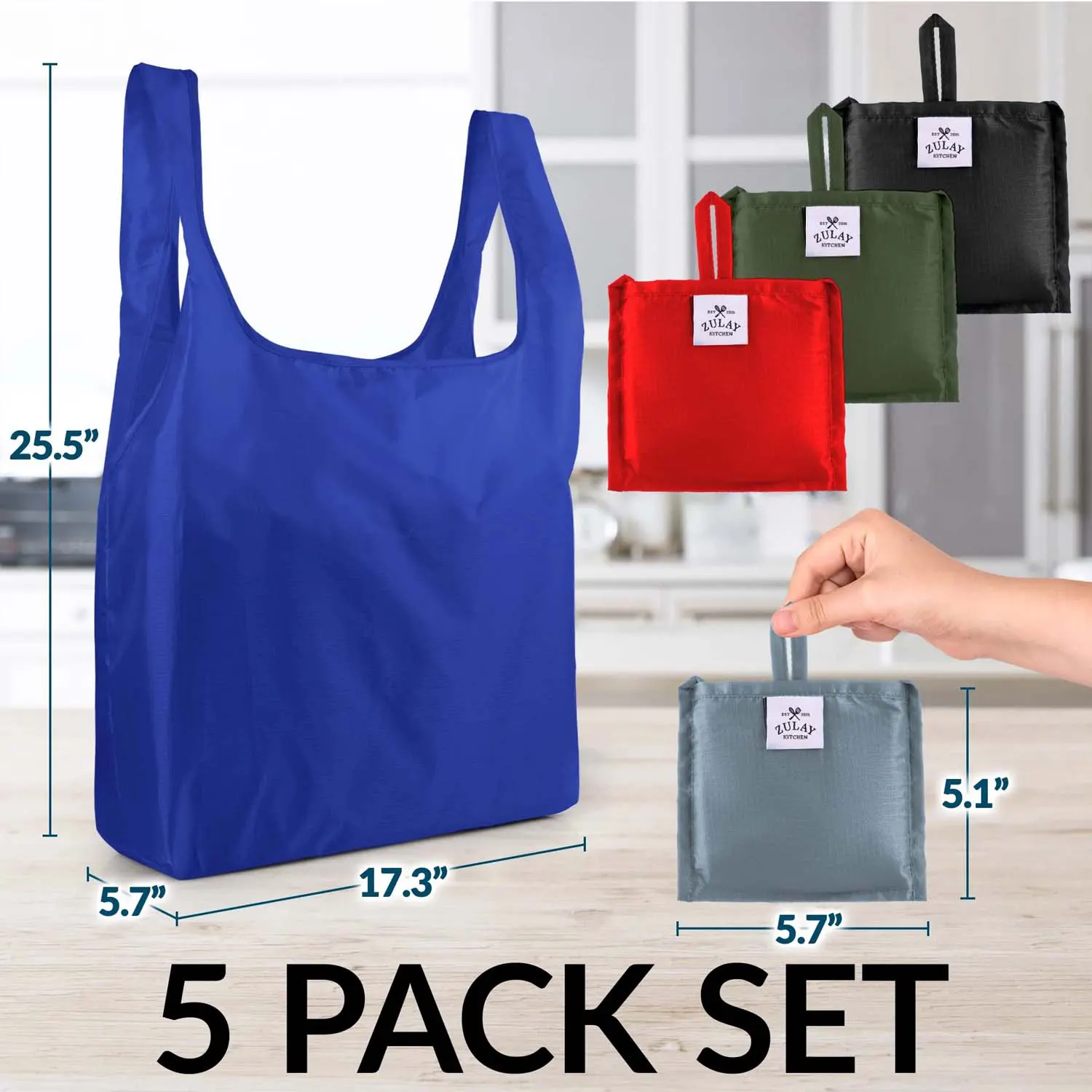 Reusable Grocery Bags - 5 Pack