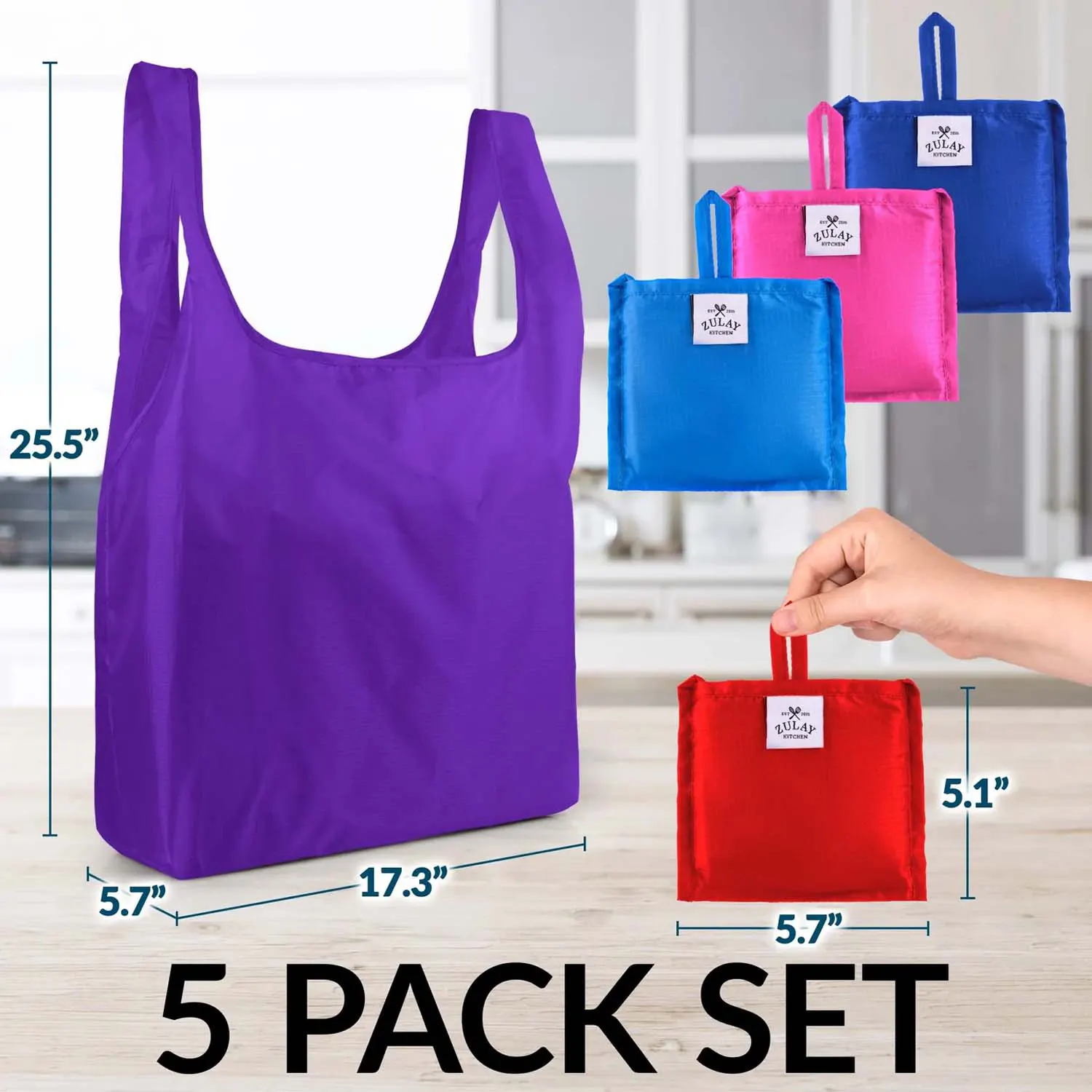 Reusable Grocery Bags - 5 Pack