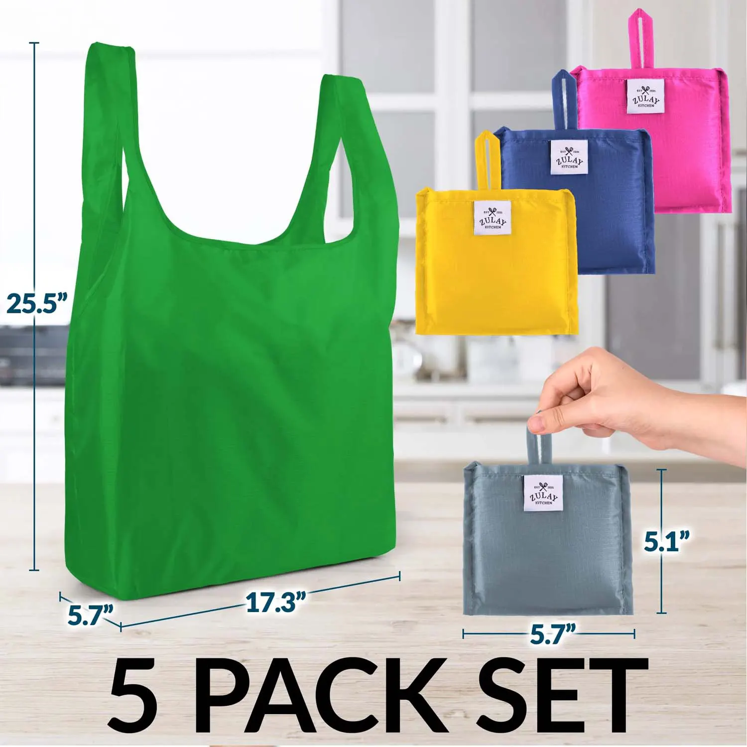 Reusable Grocery Bags - 5 Pack