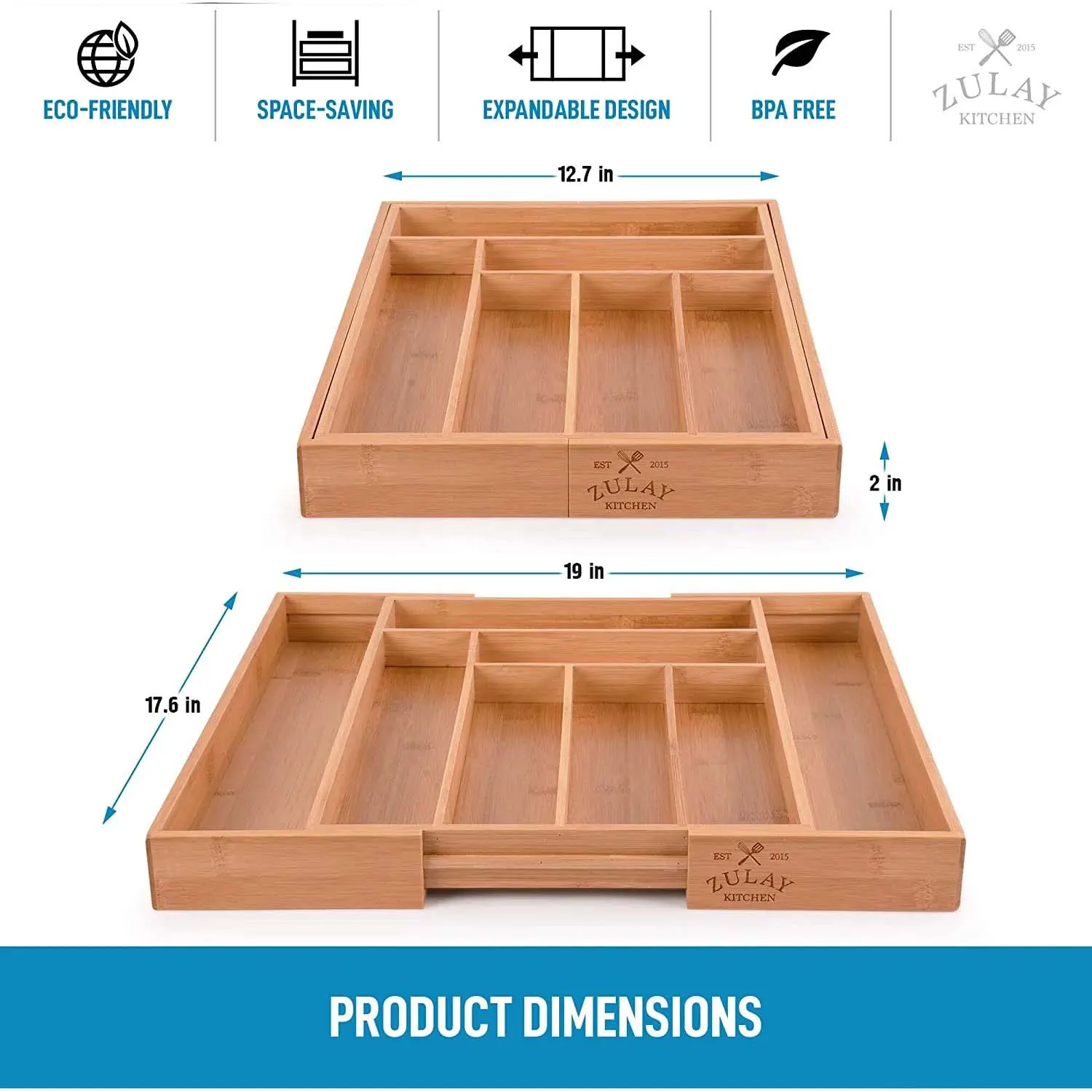 Expandable Bamboo Kitchen Drawer Organizer