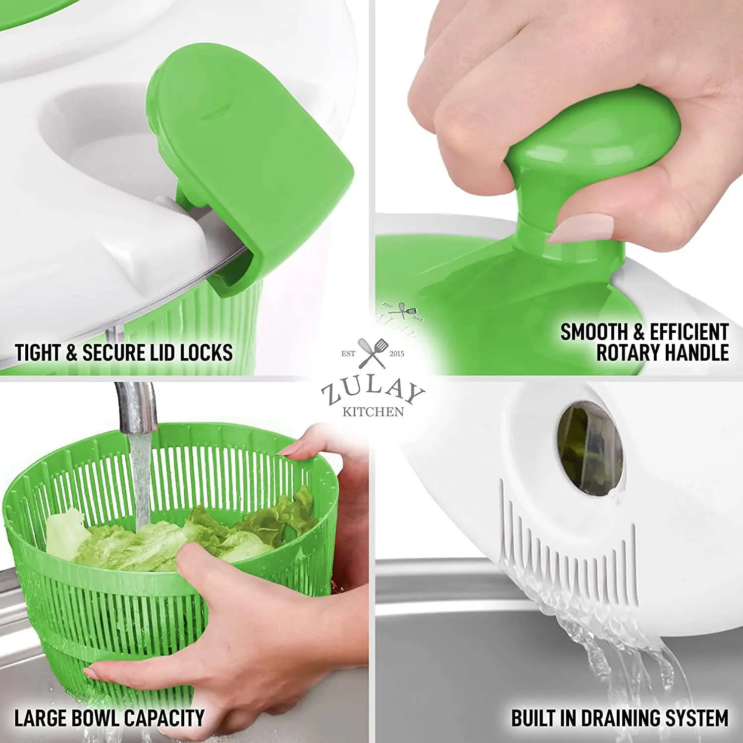 Zulay Kitchen Salad Spinner Large 15l Capacity