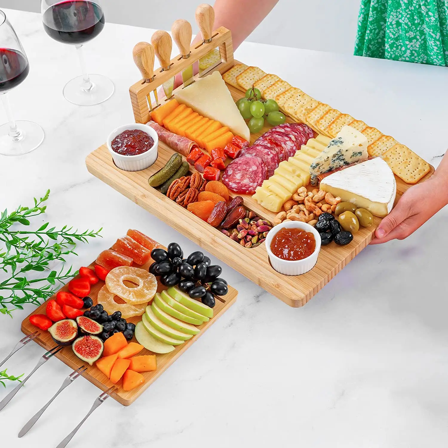 Bamboo Cheeseboard Platter Set