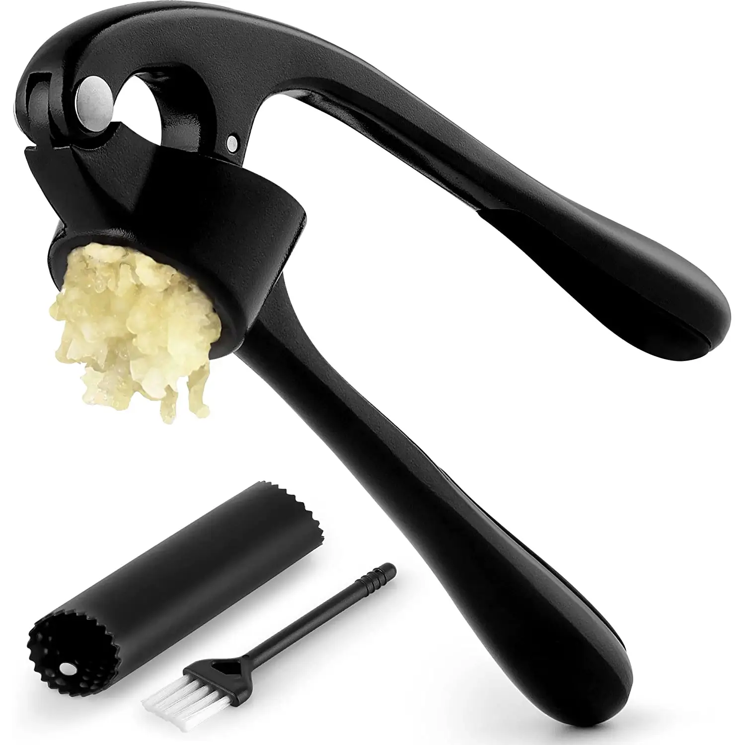 Zulay Kitchen Garlic Press with Silicone Peeler and Brush