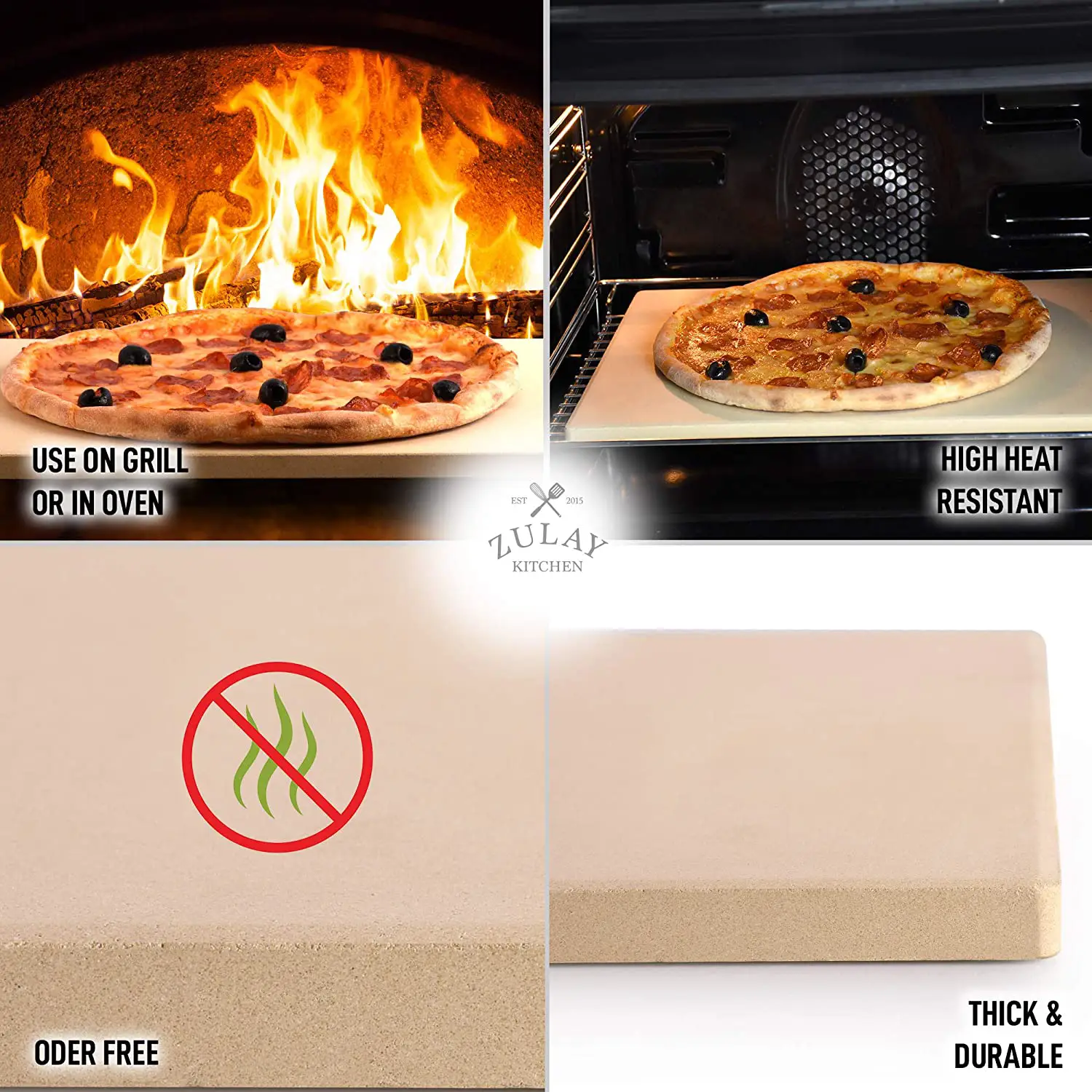 Pizza Stone for Oven - 15x12 inch (Large)