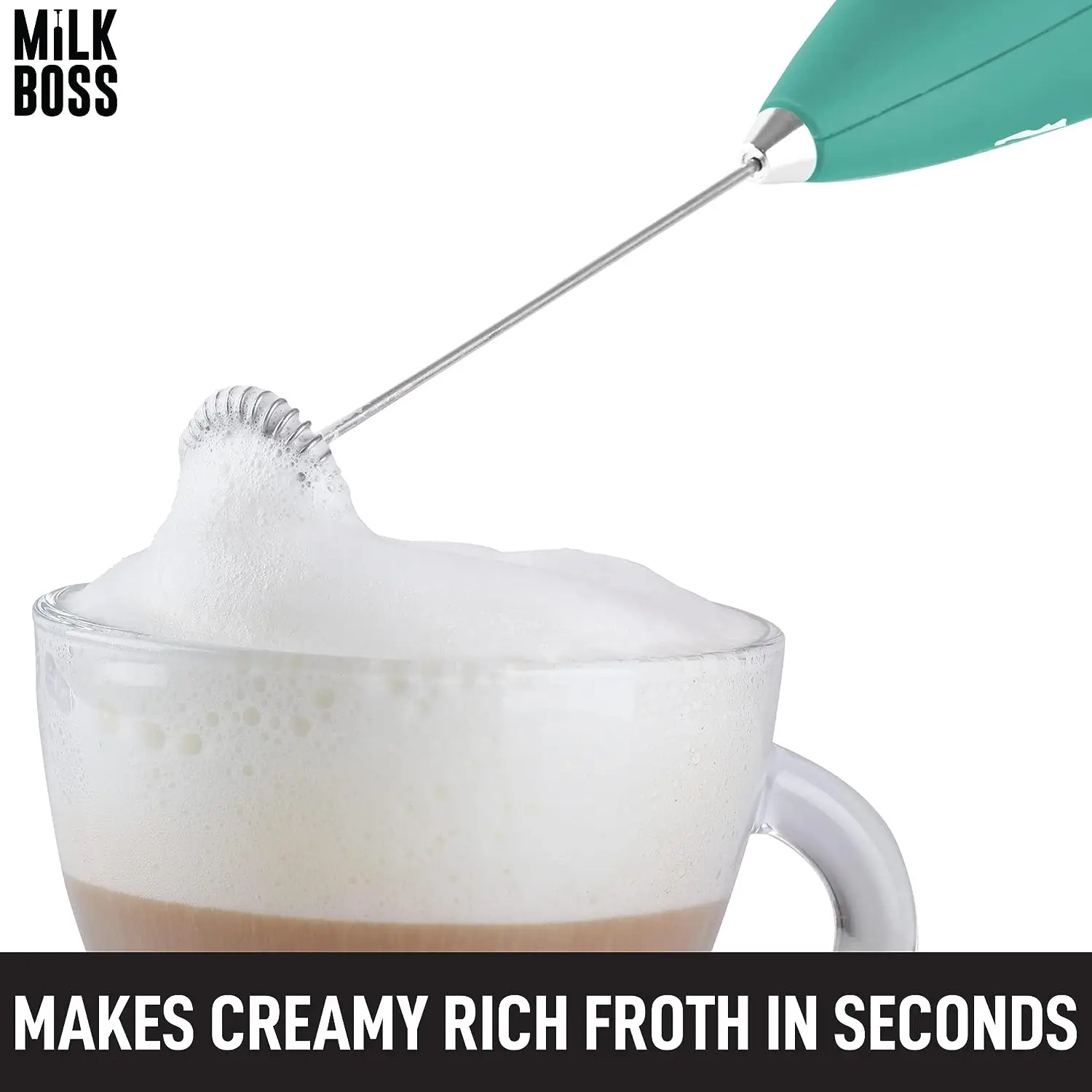 Milk Boss Powerful Milk Frother Handheld With Upgraded Holster Stand