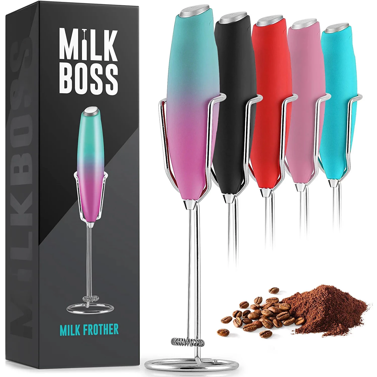 Milk Boss Powerful Milk Frother Handheld With Upgraded Holster Stand