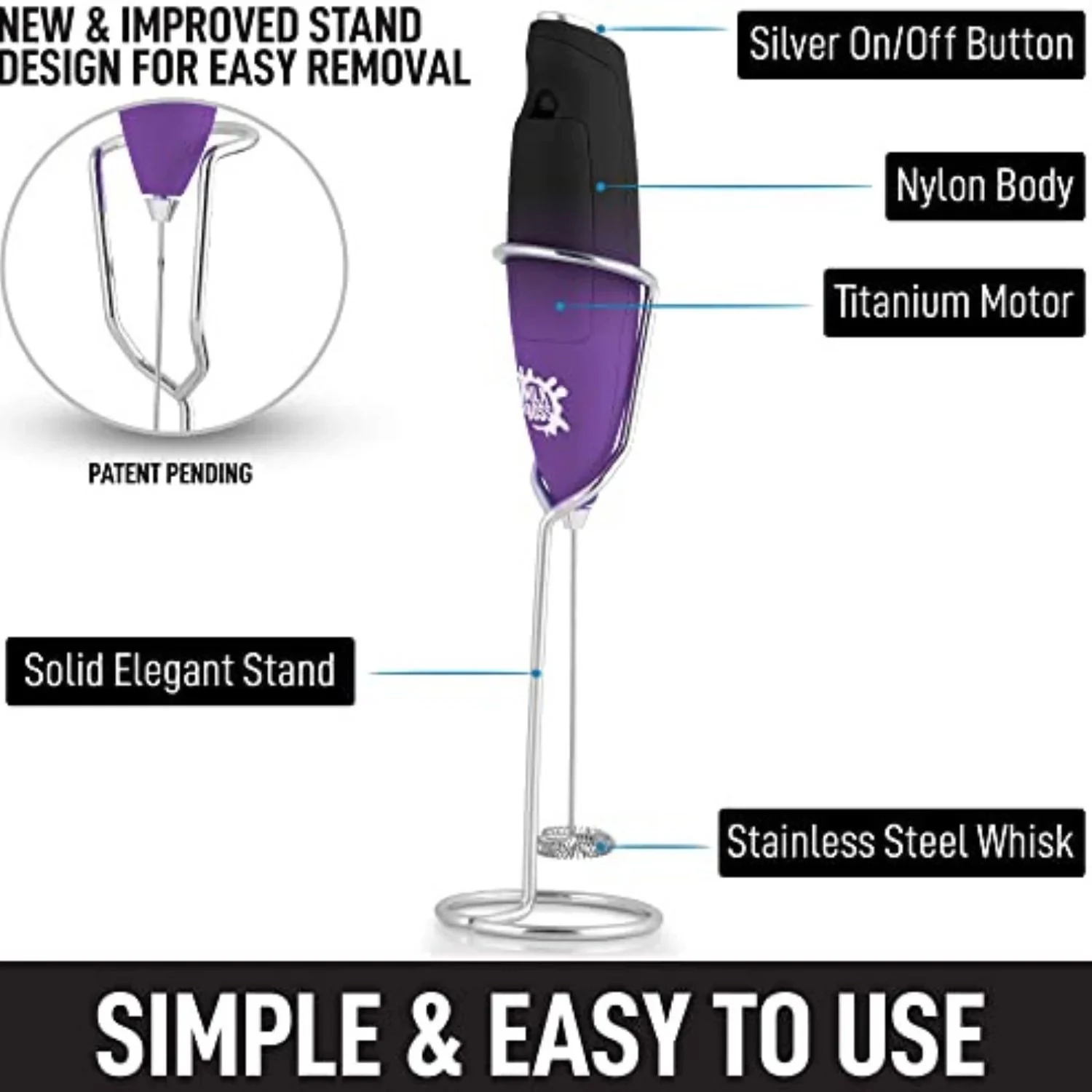 Milk Boss Powerful Milk Frother Handheld With Upgraded Holster Stand