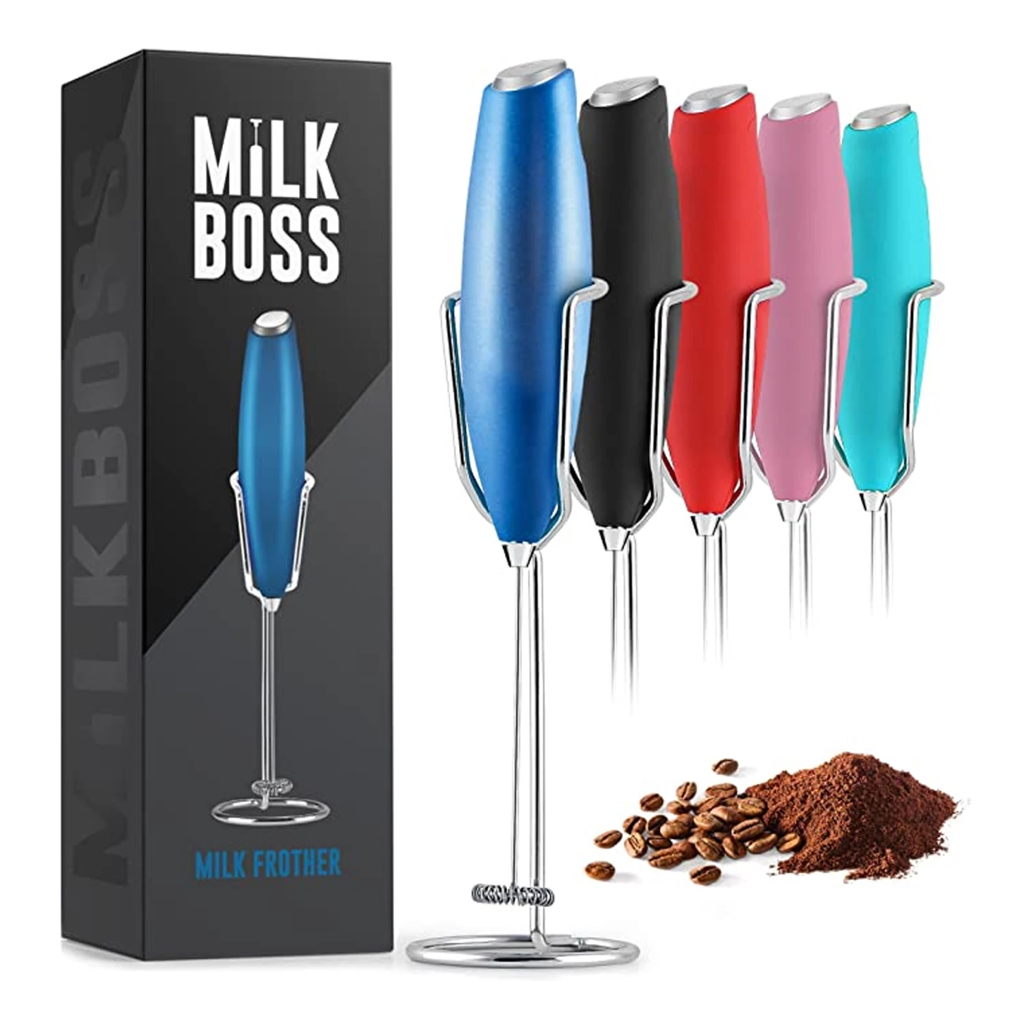 Milk Boss Powerful Milk Frother Handheld With Upgraded Holster Stand