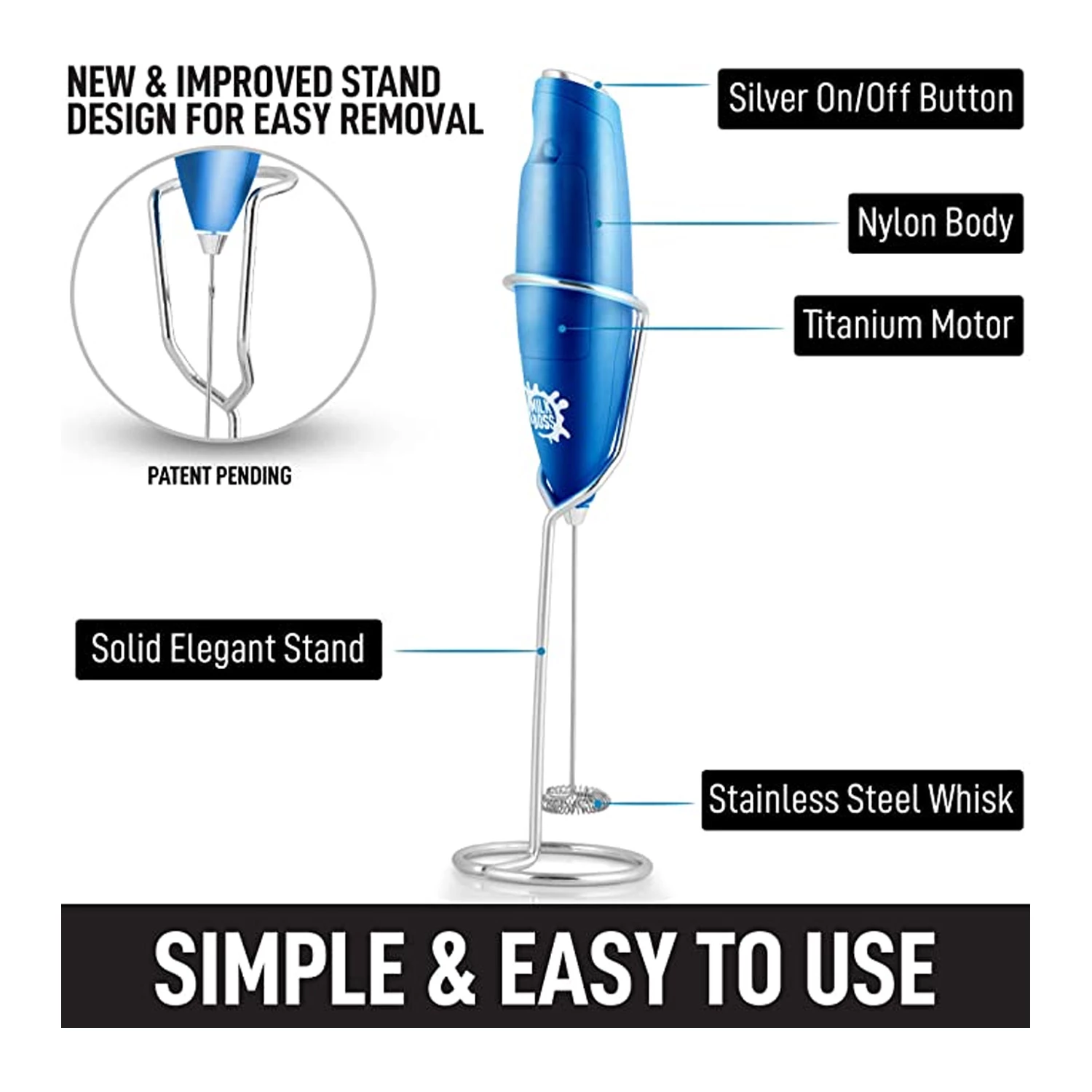 Milk Boss Powerful Milk Frother Handheld With Upgraded Holster Stand