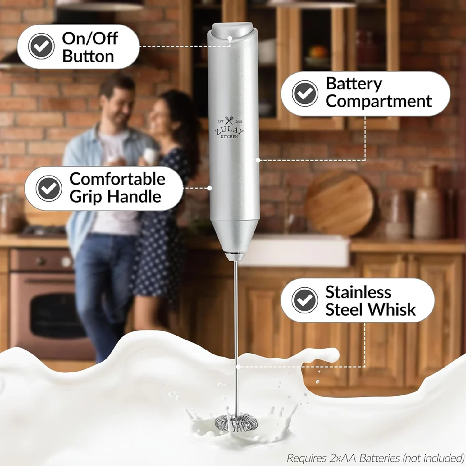 ZK FrothMate Milk Frother No Stand