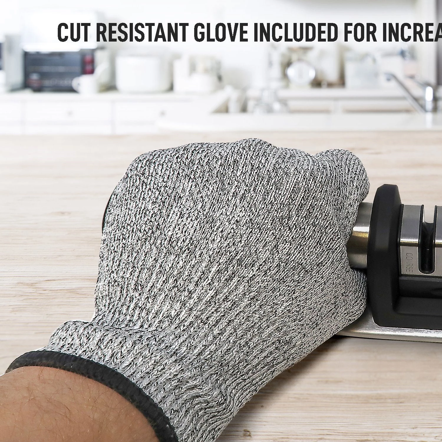 Knife Sharpener & Cut-Resistant Glove (2-Stage)