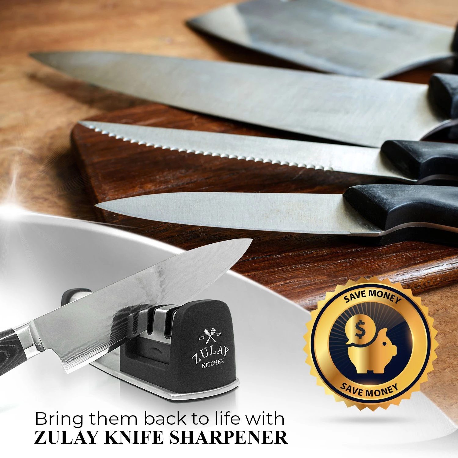 Knife Sharpener & Cut-Resistant Glove (2-Stage)