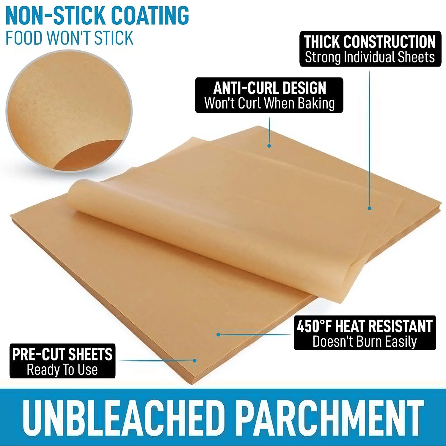 Unbleached Parchment Paper (200 pieces) - 12x16 Inches