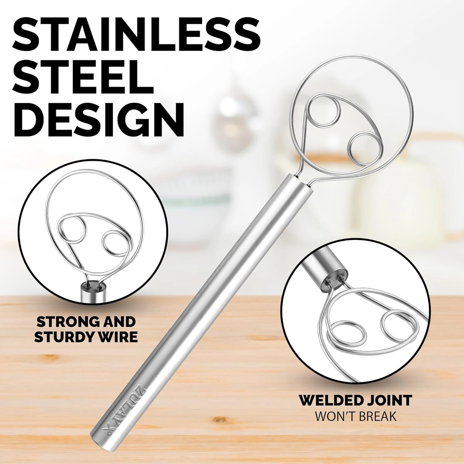 ZK Danish Dough Whisk - Stainless Steel - Double Eye