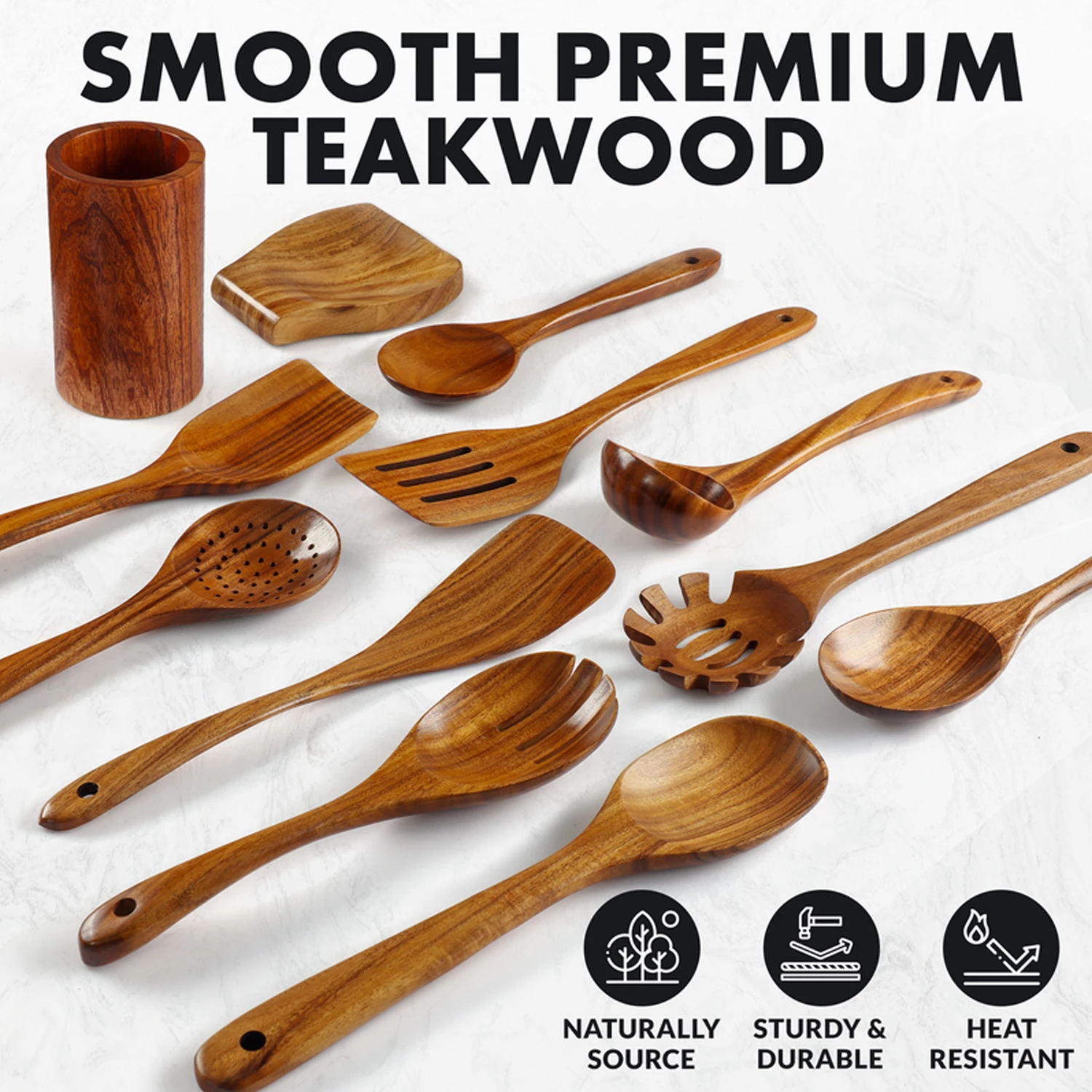 ZK Utensil Set Teak Wood - 12 Piece