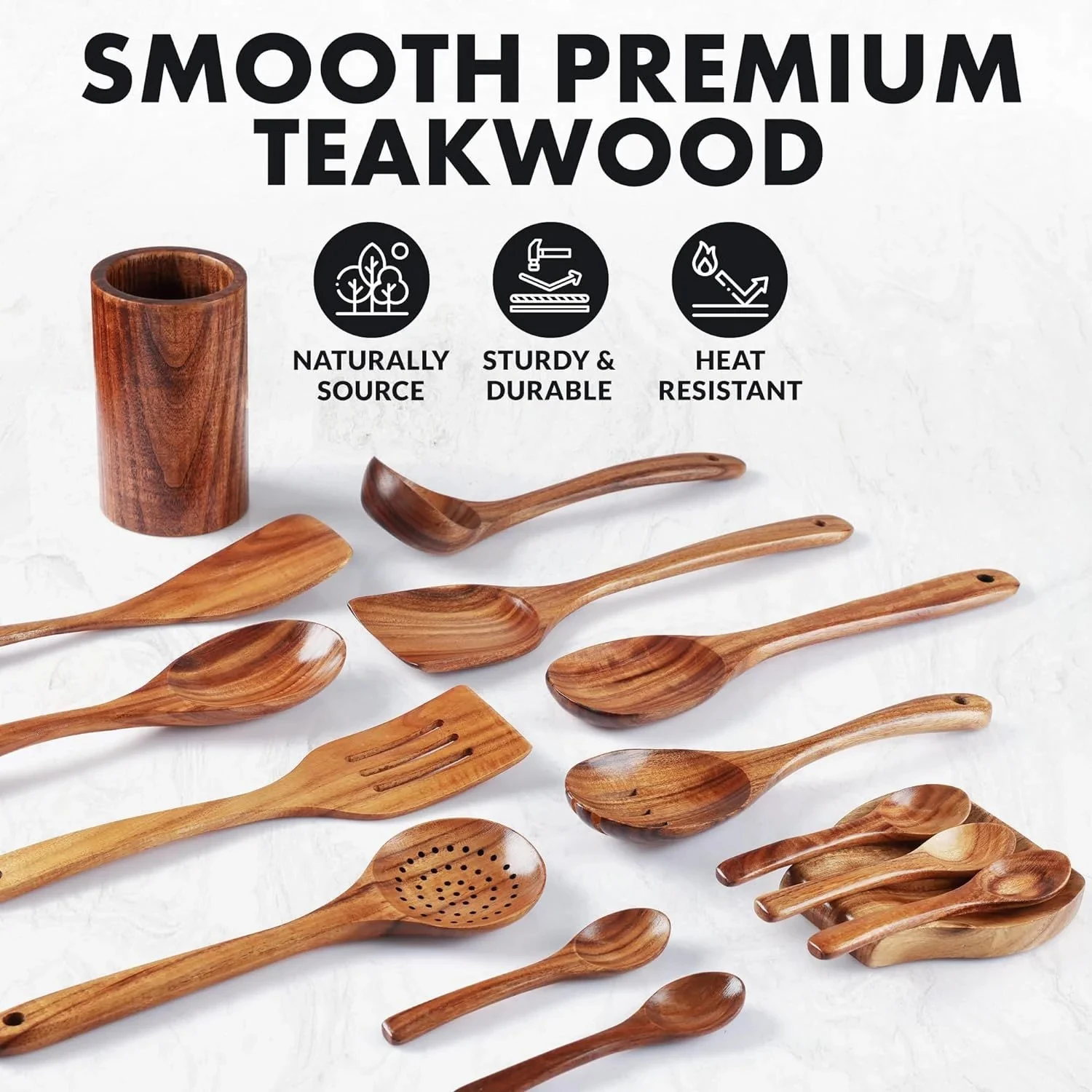 ZK Utensil Set Teak Wood - 7 Piece