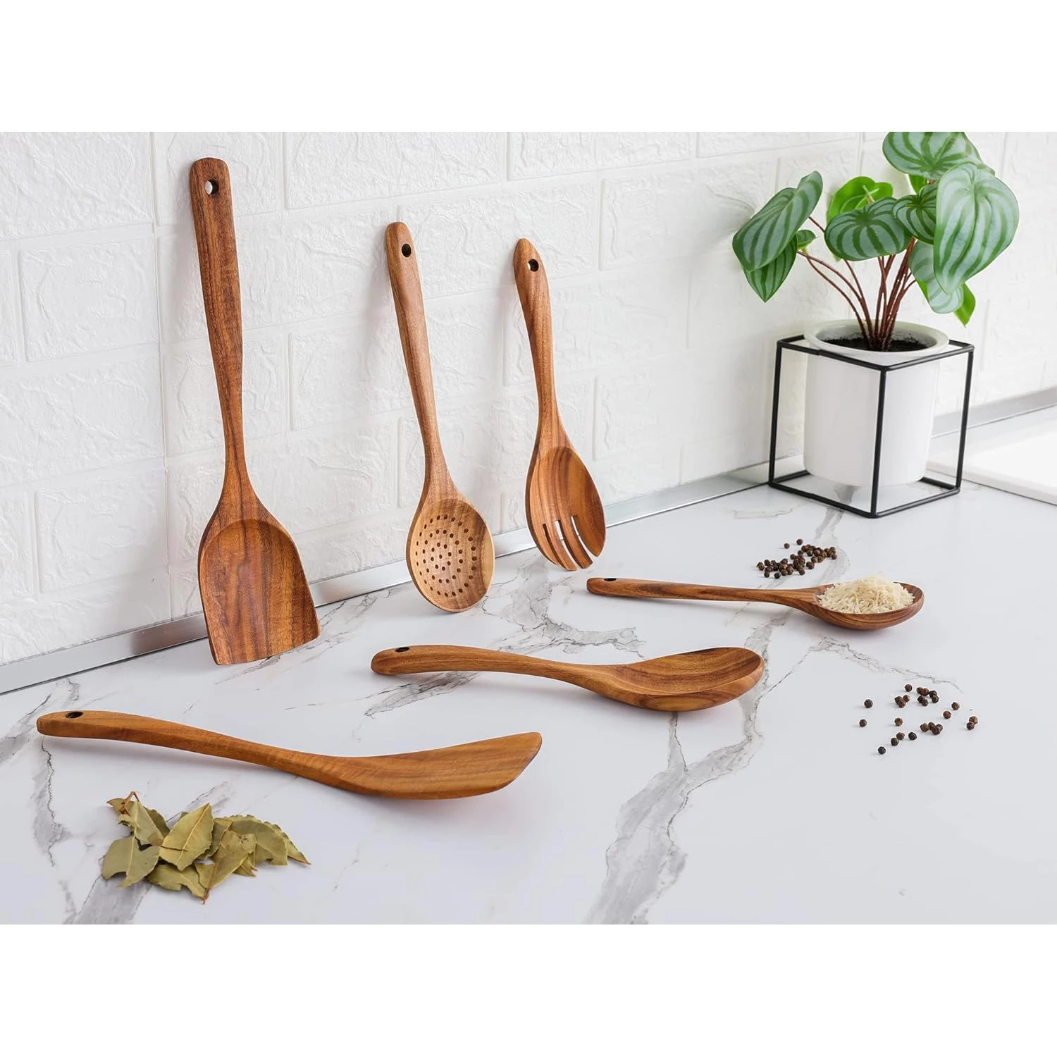 Retail - ZK Teak Wooden Cooking Utensil Set - 6 Pc 