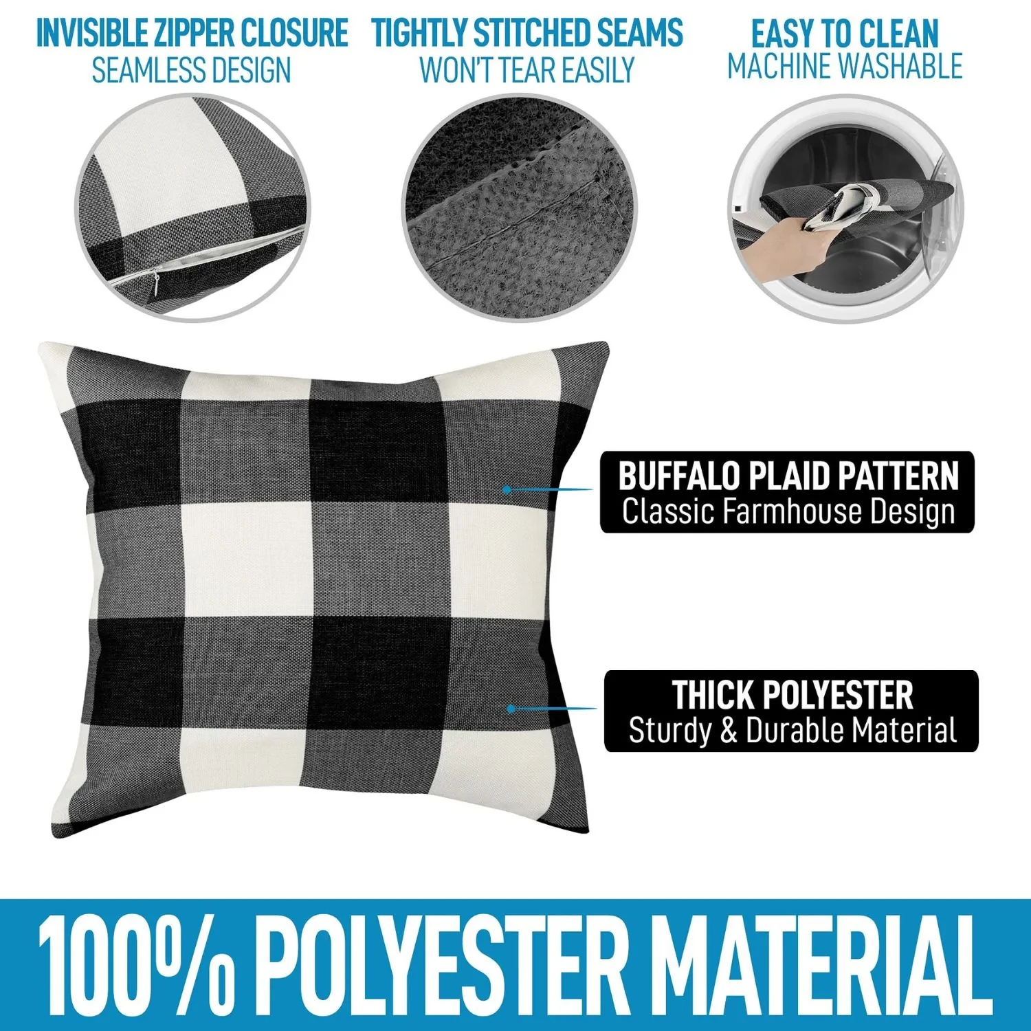 Zulay Home Pack of 2 Buffalo Plaid Throw Pillow Covers Farmhouse Porch Pillows Outdoor & Indoor