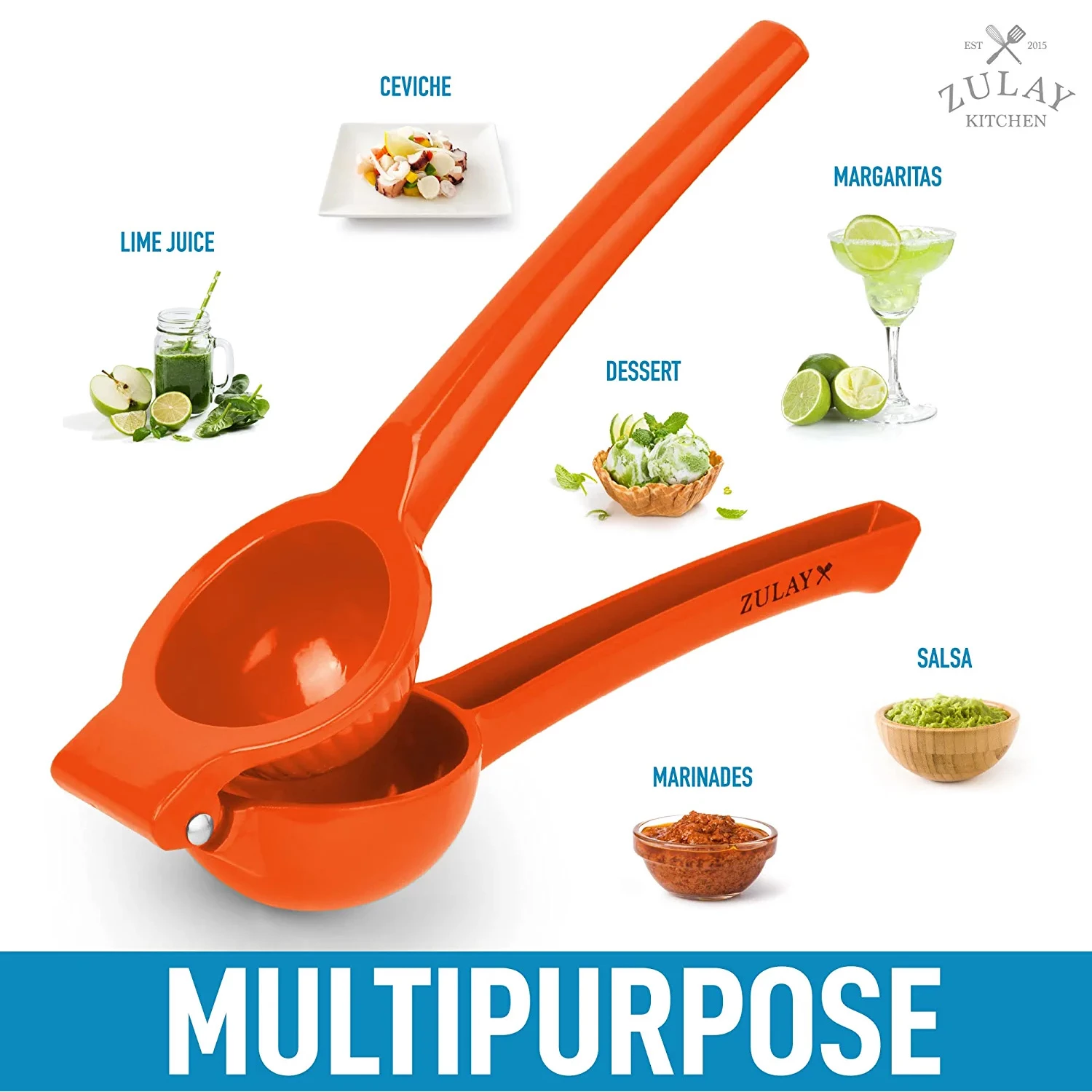 Zulay Premium Quality Metal Lime Squeezer, Citrus Juicer