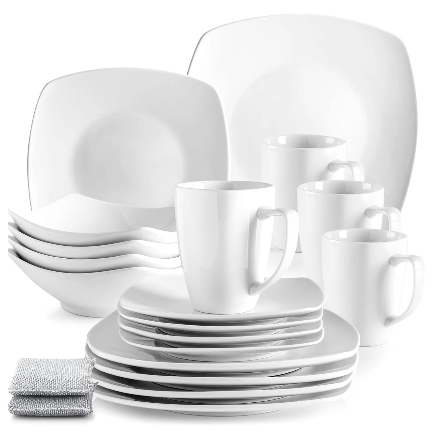 Zulay 16 Piece Dinnerware Sets - Porcelain White Plates and Bowls Sets - Premium Dish Set - Quality