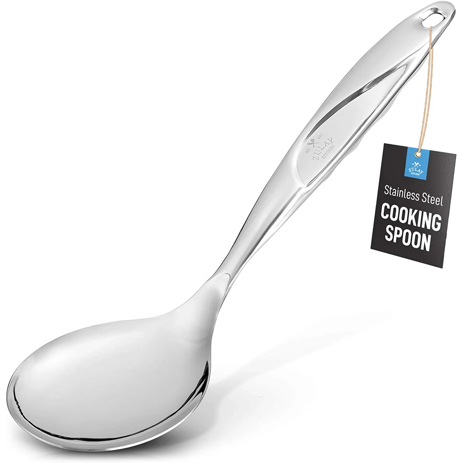 Zulay Kitchen 11.5 inch Stainless Steel Serving Spoon - Solid One-Piece Cooking Spoon