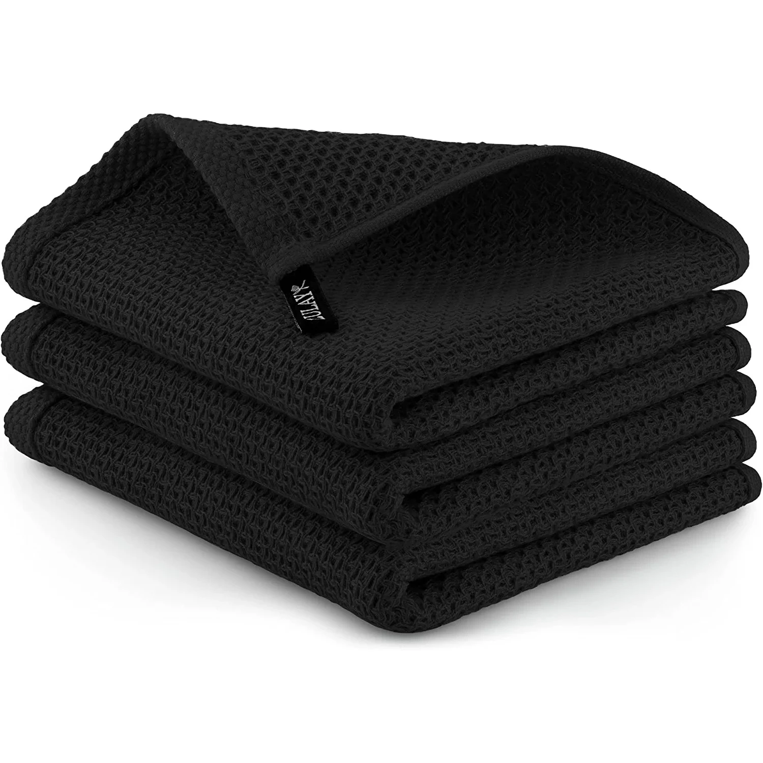 ZK Waffle Weave Dish Towel - 13x28 3 pack Black