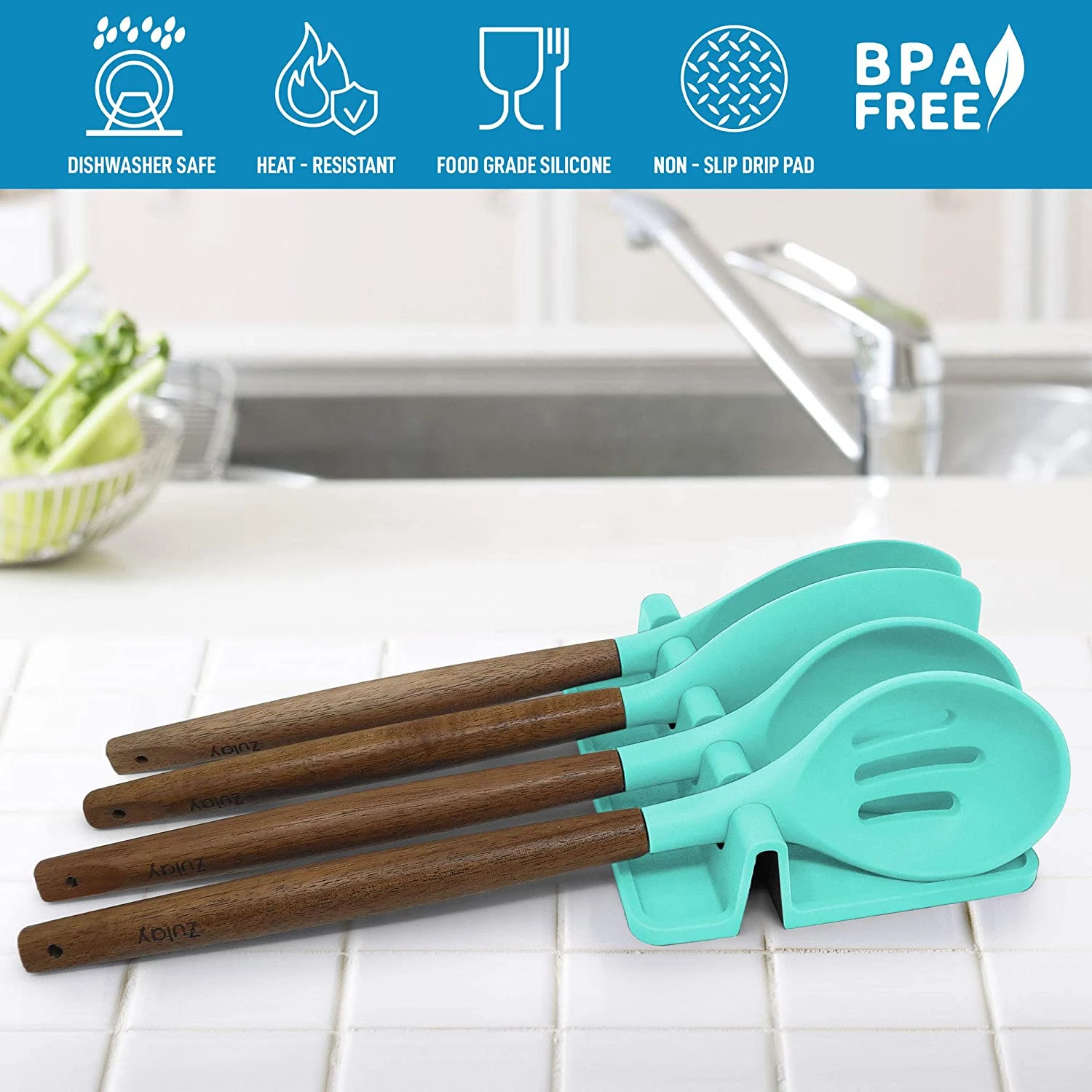 Silicone Utensil Rest with Drip Pad