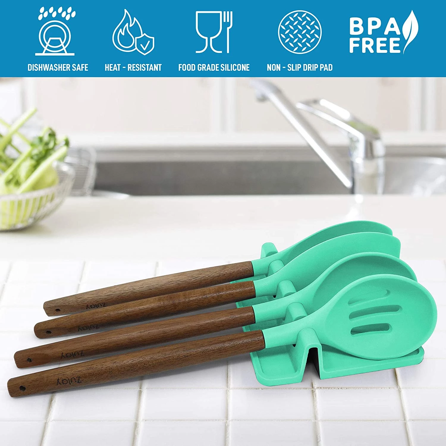 Silicone Utensil Rest with Drip Pad