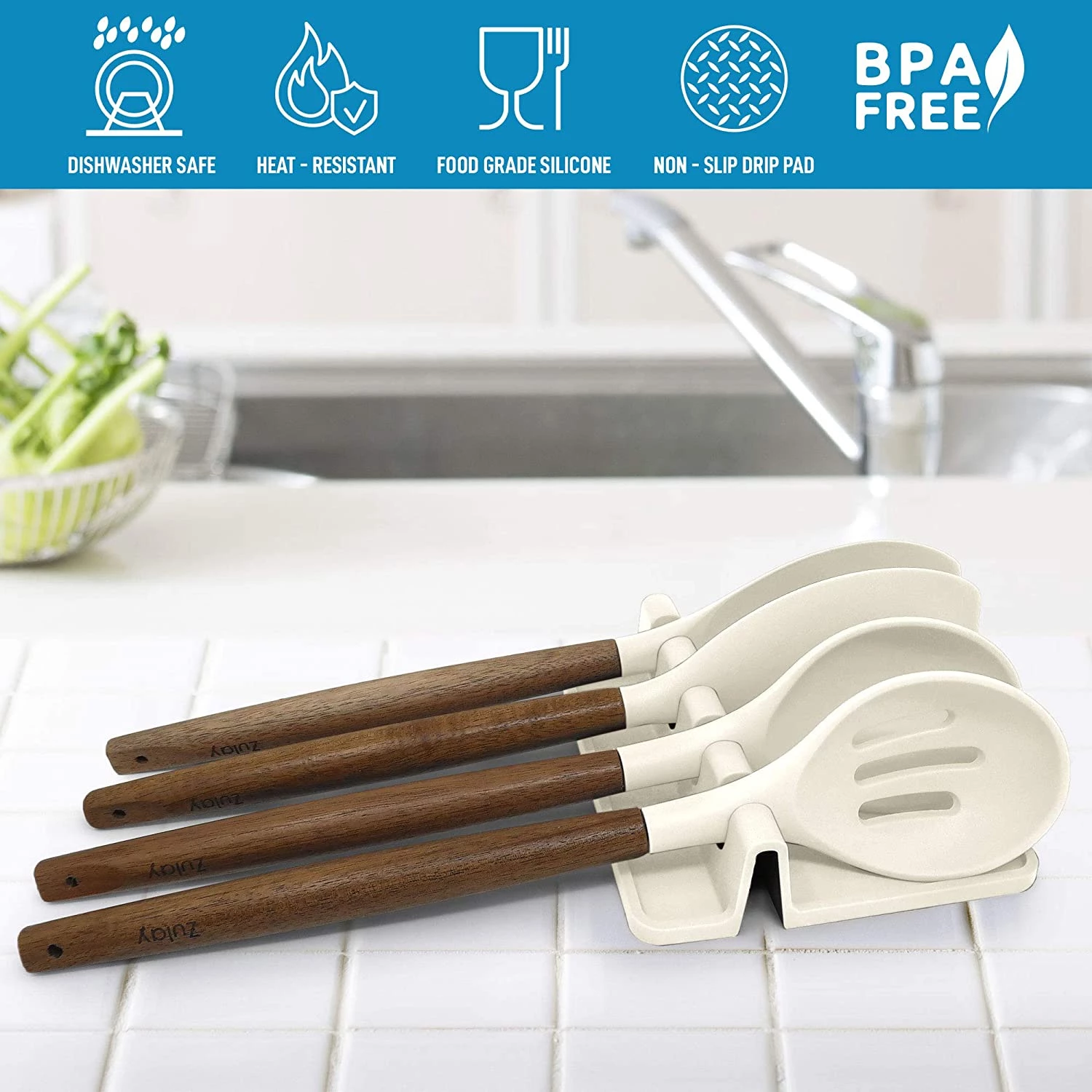 Silicone Utensil Rest with Drip Pad